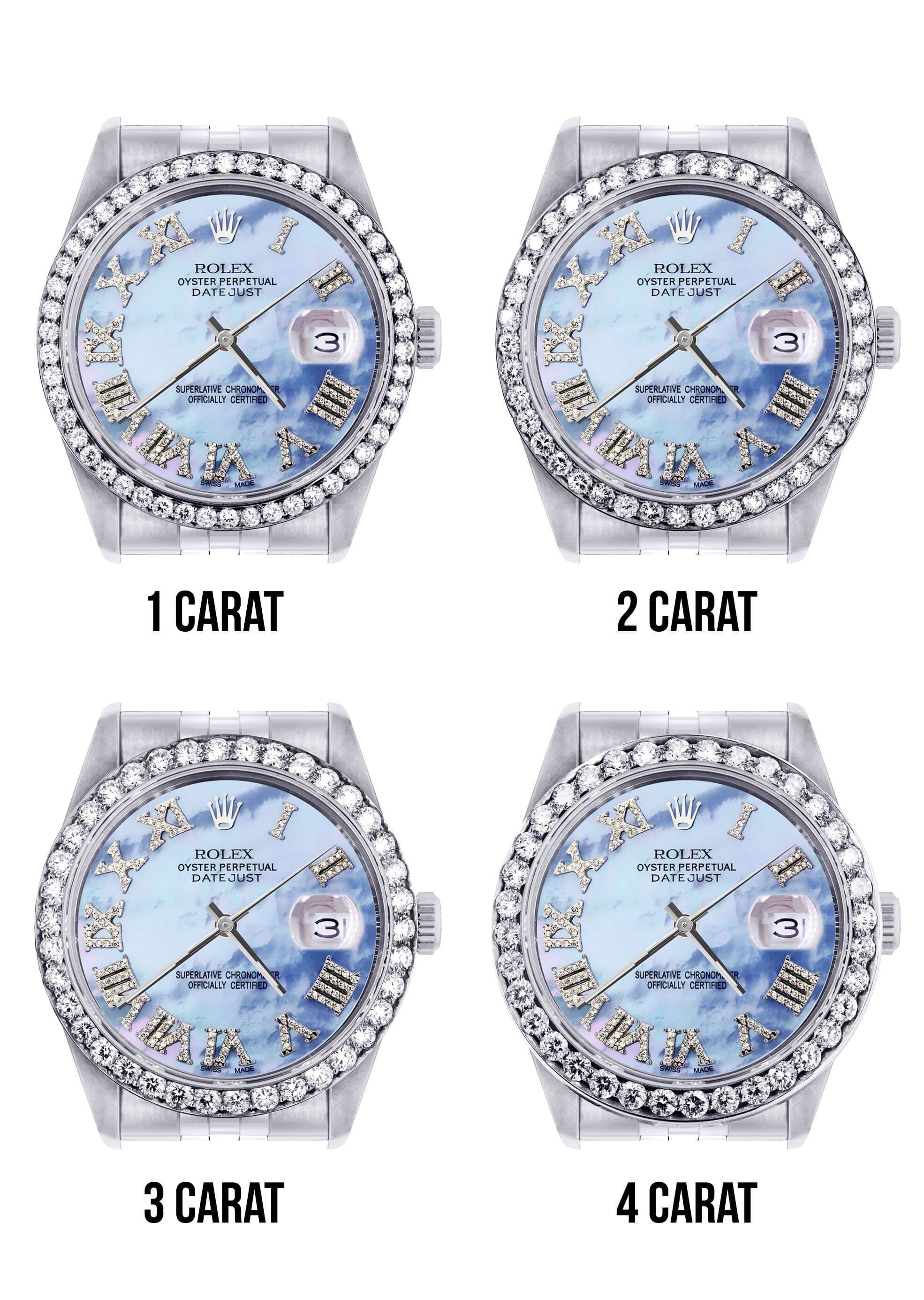 116200 | Hidden Clasp | Diamond Rolex Datejust Watch | 36Mm | Blue Mother Of Pearl Roman Numeral Dial | Jubilee Band - Image 7