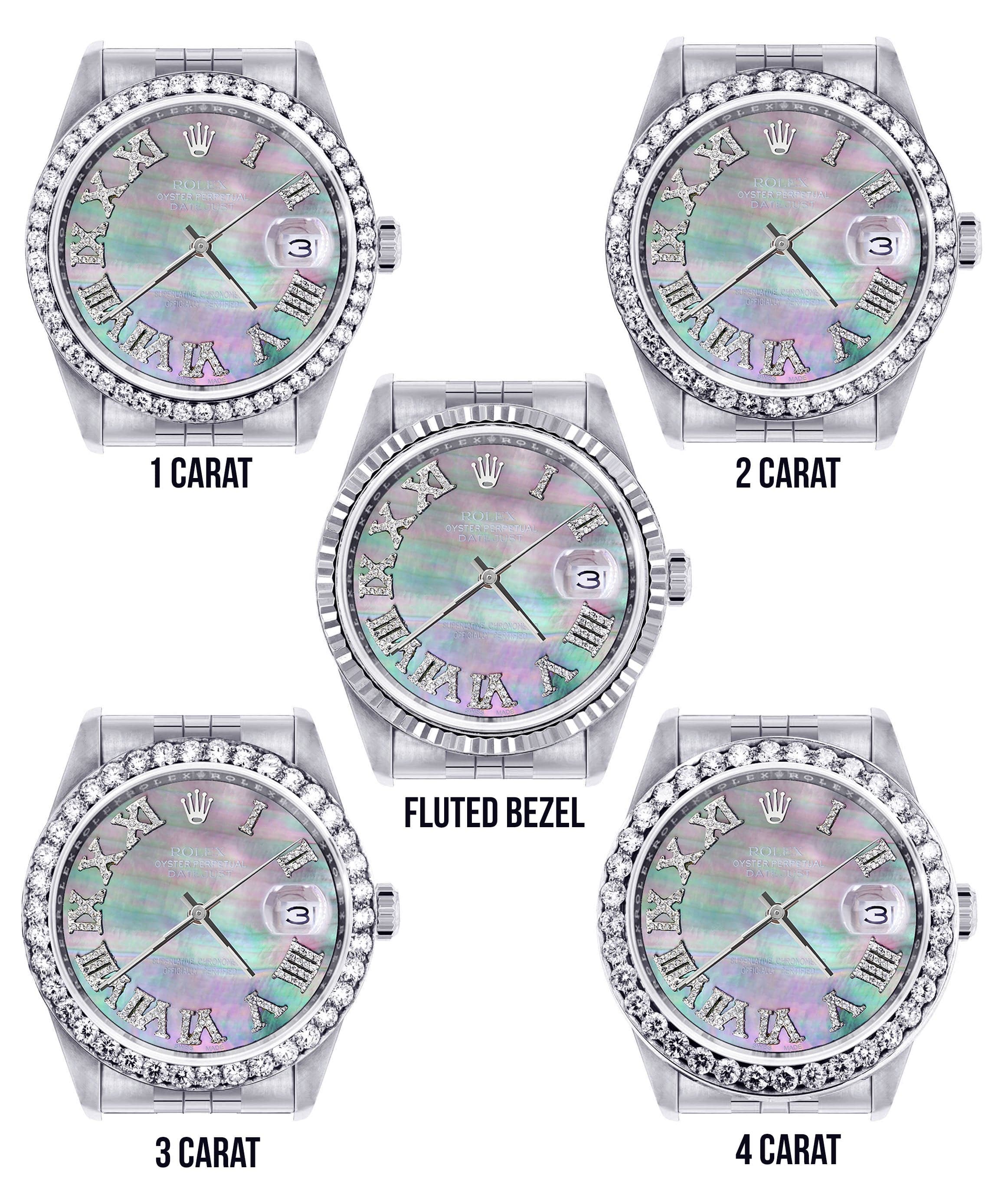 Diamond Mens Rolex Datejust Watch 16200 | 36Mm | Dark Mother Of Pearl Dial | Roman Numeral | Jubilee Band - Image 3
