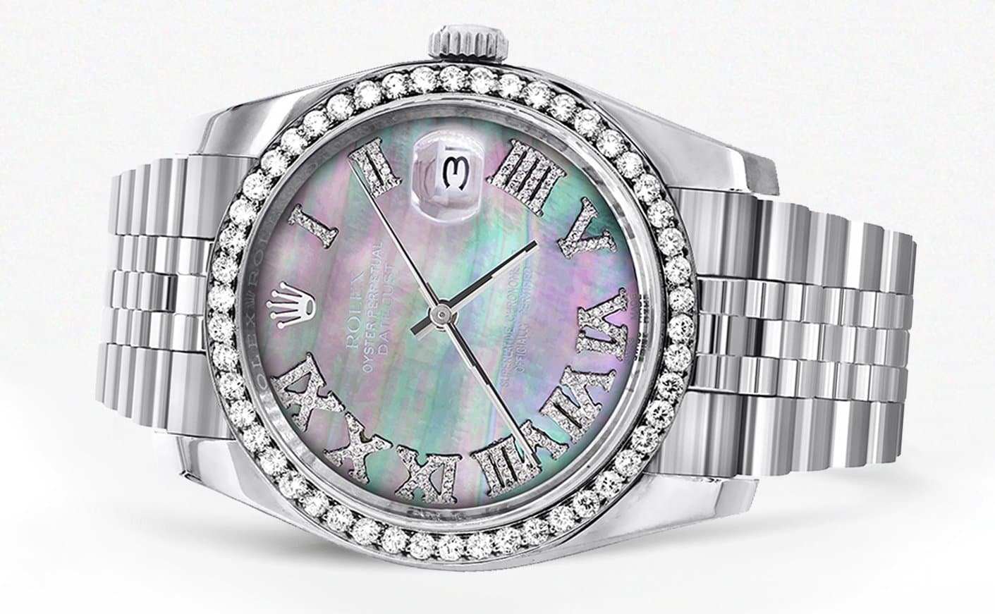 116200 | Hidden Clasp | Diamond Rolex Datejust  Watch | 36Mm | Dark Mother Of Pearl Dial | Roman Numeral | Jubilee Band - Image 2