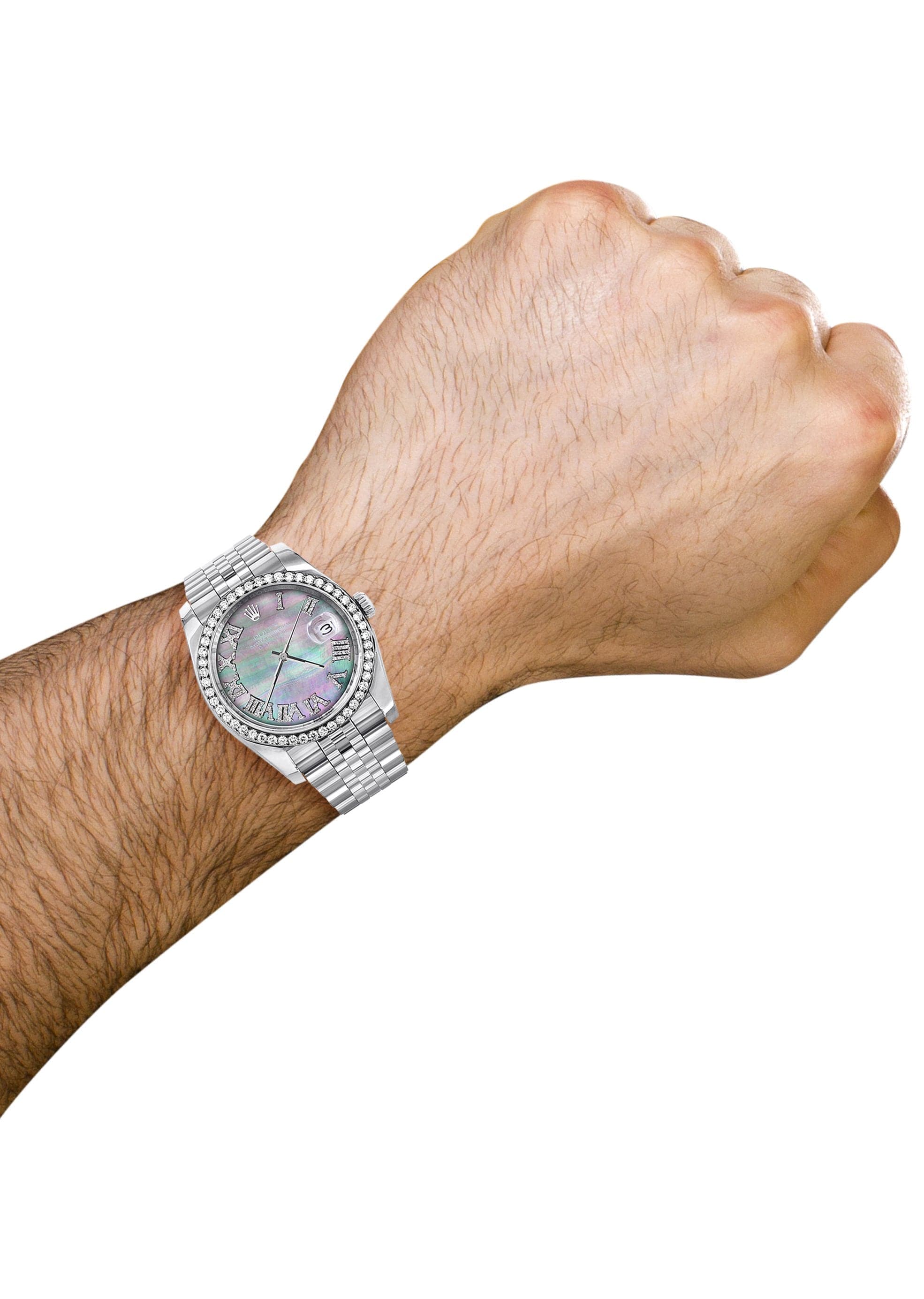 116200 | Hidden Clasp | Diamond Rolex Datejust  Watch | 36Mm | Dark Mother Of Pearl Dial | Roman Numeral | Jubilee Band - Image 5