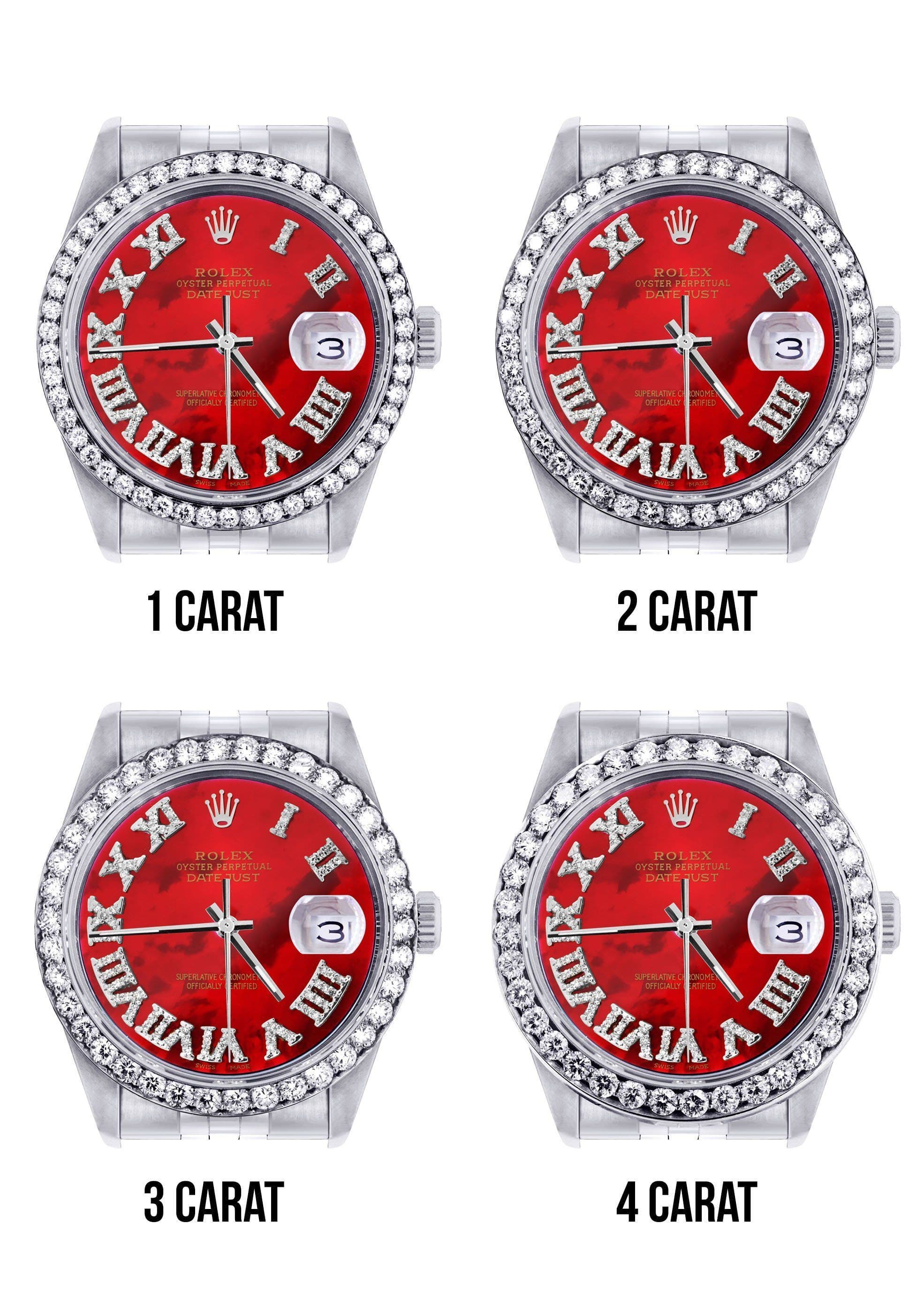 116200 | Hidden Clasp | Diamond Rolex Datejust Watch | 36Mm | Diamond Red Mother Of Pearl Roman Numeral Dial | Jubilee Band - Image 7