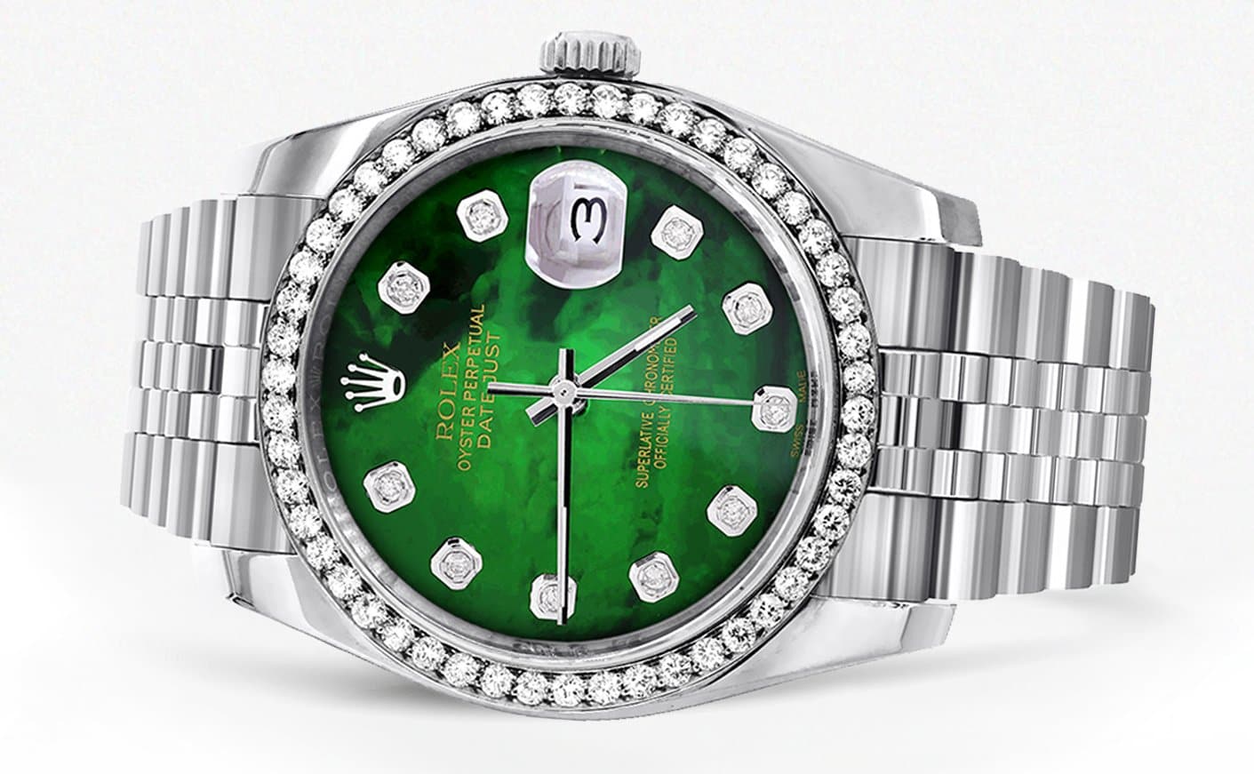 116200 | Hidden Clasp | Diamond Rolex Datejust Watch | 36Mm | Green Diamond Mother Of Pearl Dial | Jubilee Band - Image 2