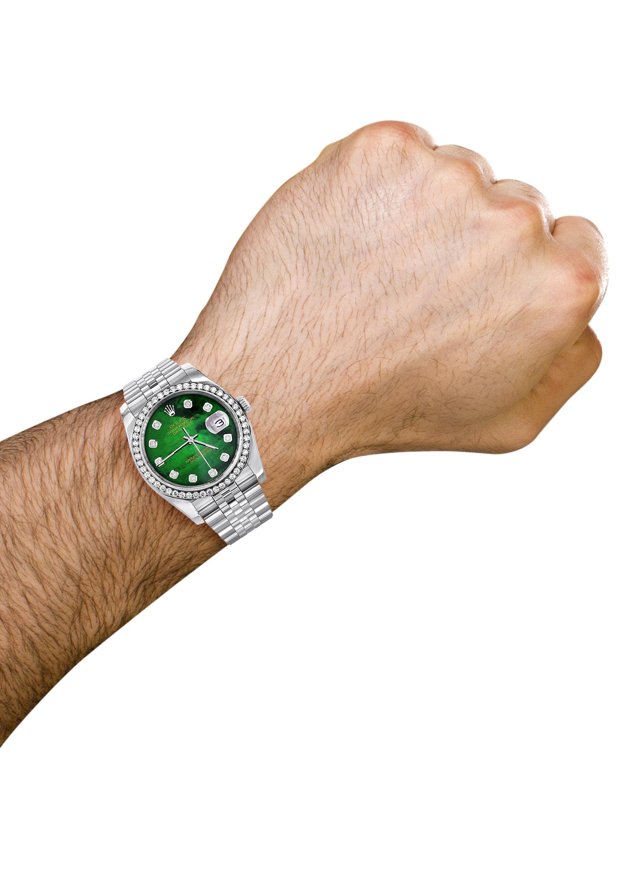 116200 | Hidden Clasp | Diamond Rolex Datejust Watch | 36Mm | Green Diamond Mother Of Pearl Dial | Jubilee Band - Image 5