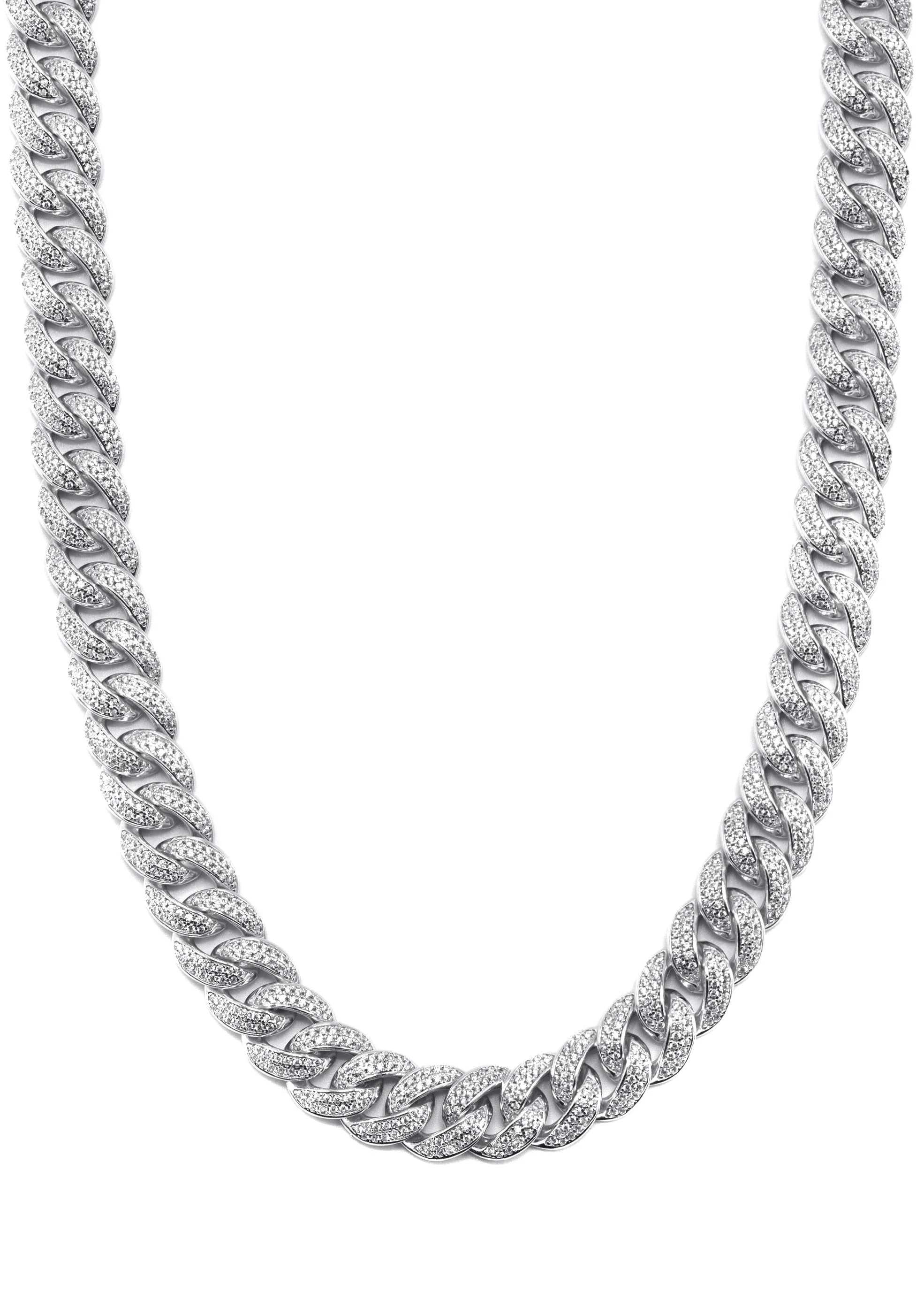 Silver Chain -  Double Row Iced Out Miami Cuban Chain - Image 2