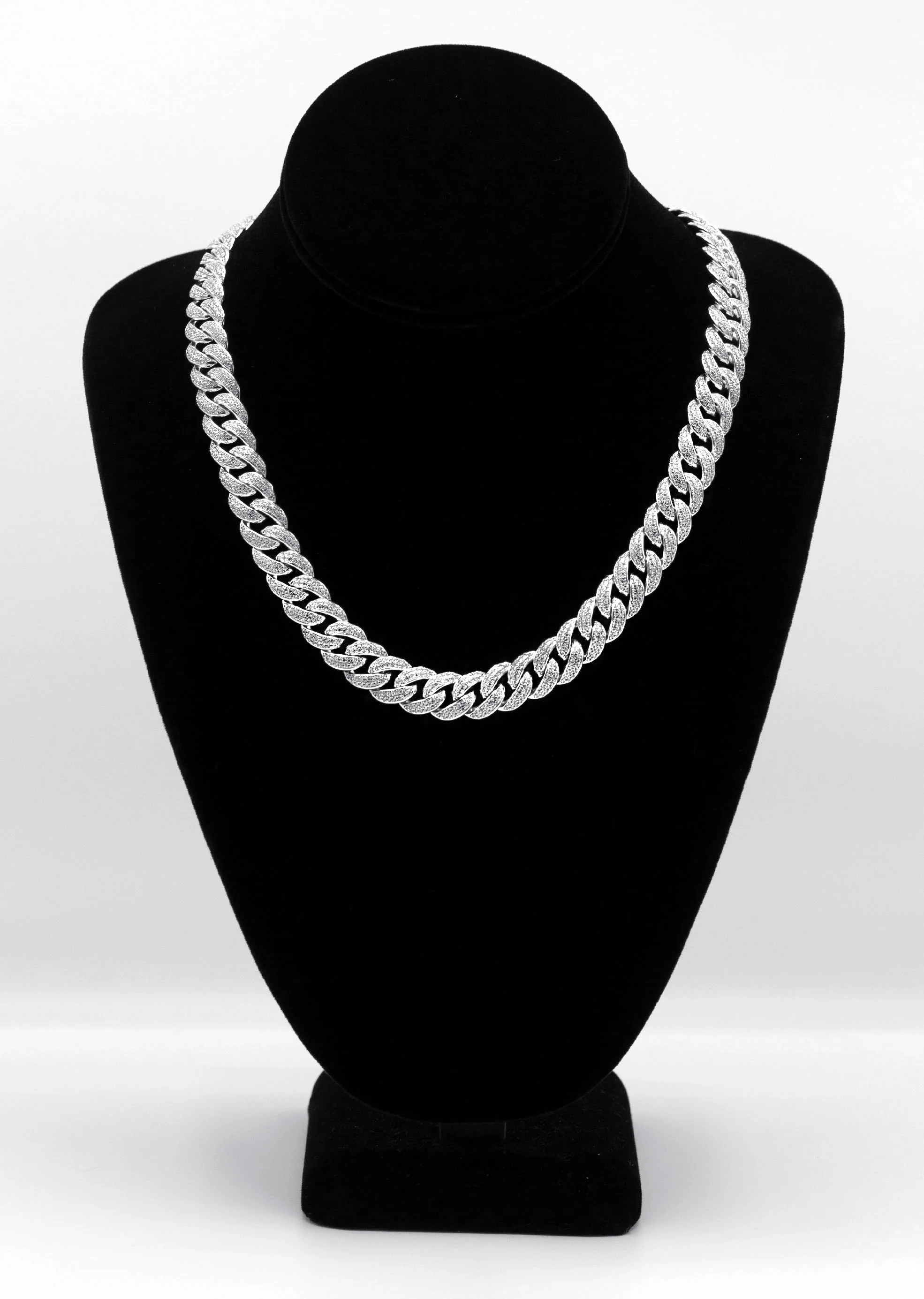 Silver Chain -  Double Row Iced Out Miami Cuban Chain - Image 5