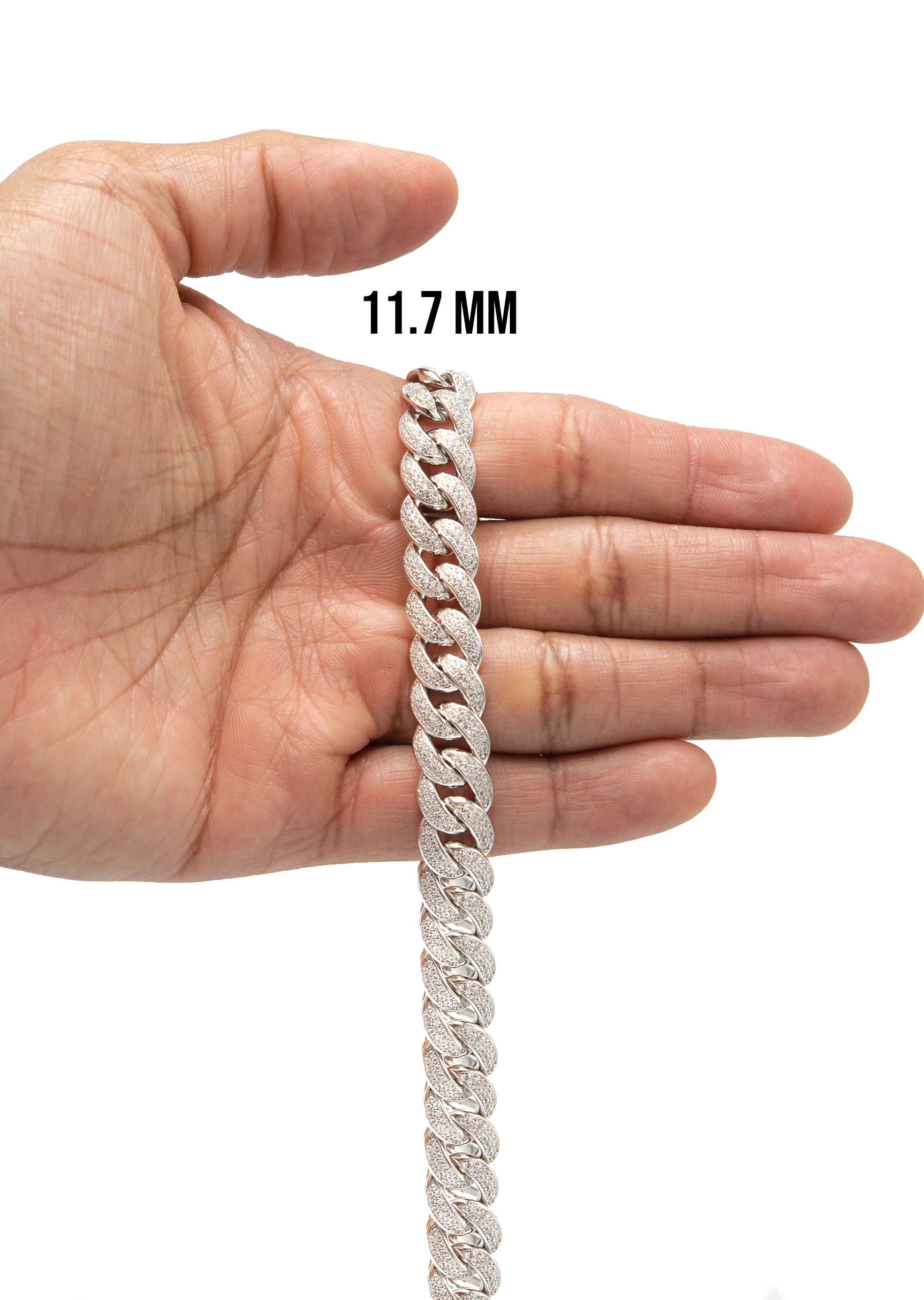 Silver Chain -  Double Row Iced Out Miami Cuban Chain - Image 6