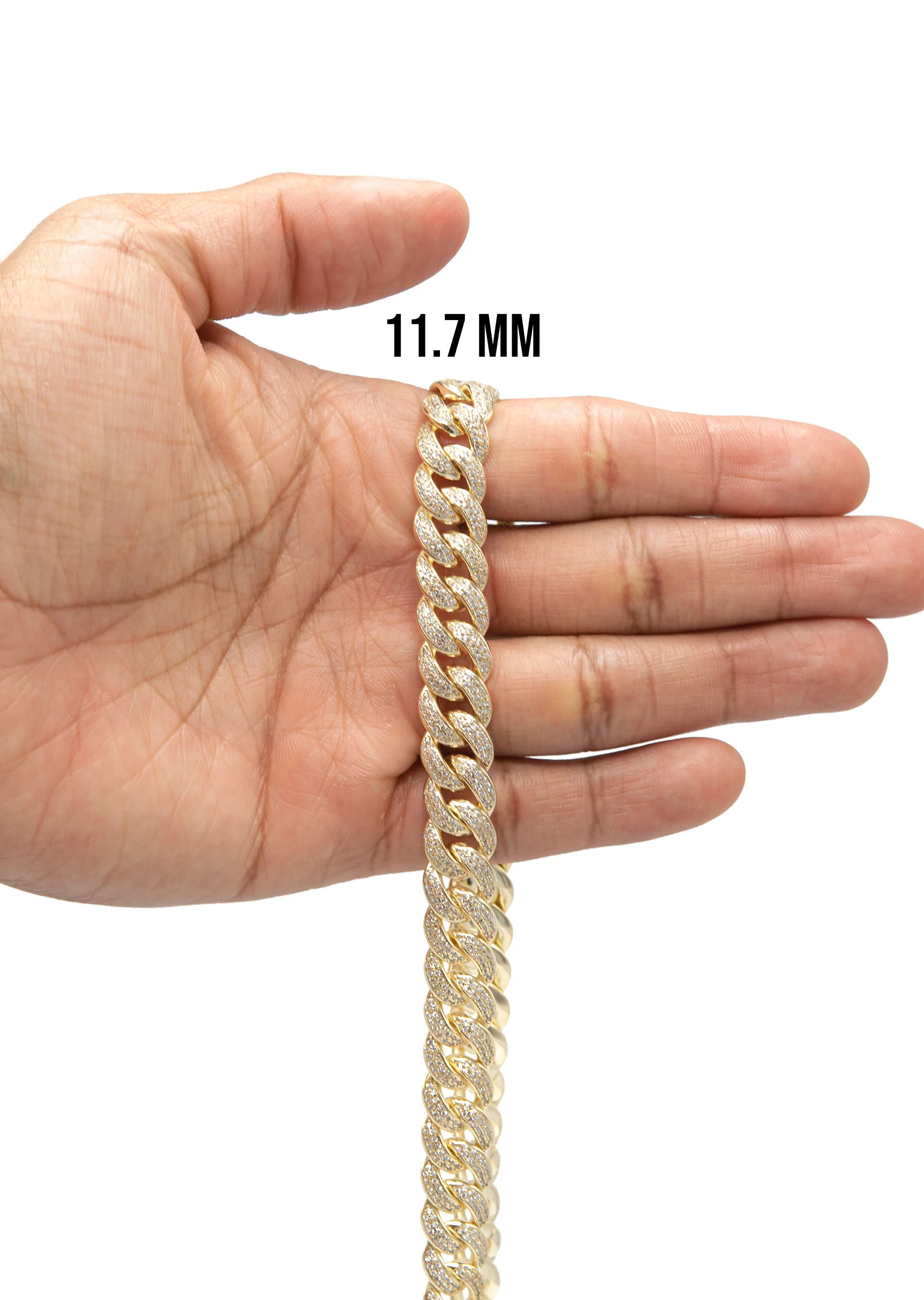 Silver Chain - Gold Double Row Iced Out Miami Cuban Link Chain - Image 6