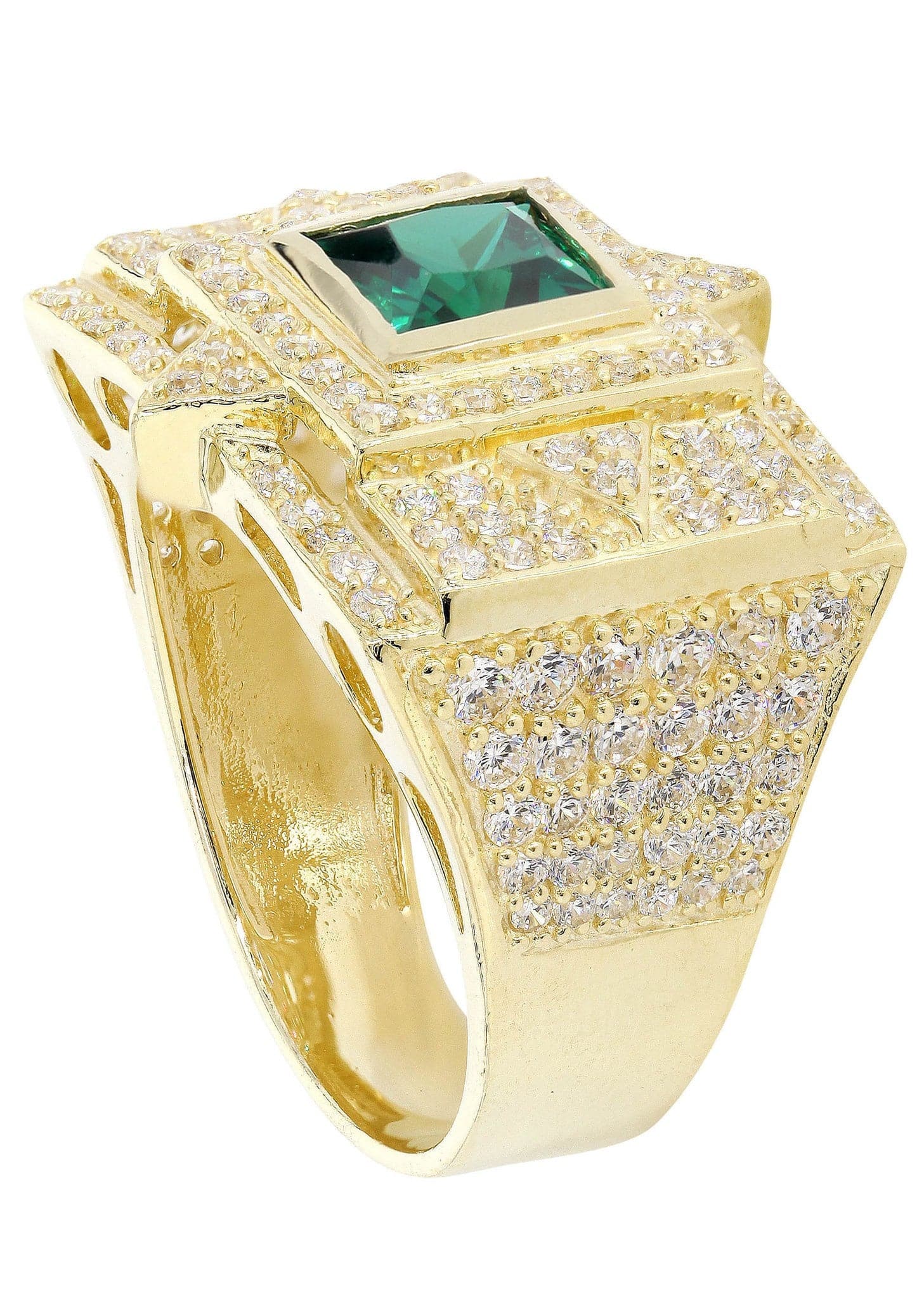 Emerald 10K Gold Mens Ring | 13.3 Grams - Image 3