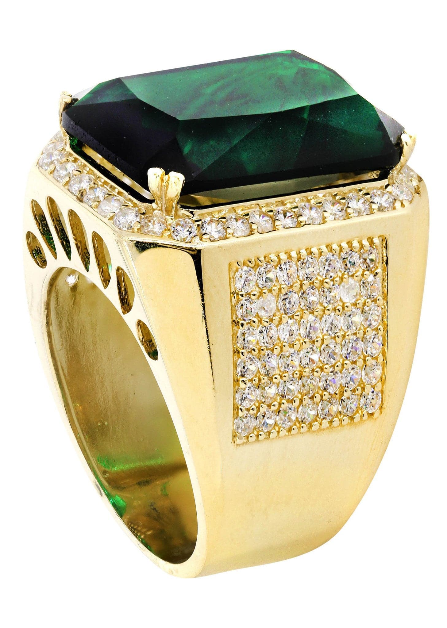 Emerald 10K Gold Mens Ring | 21.1 Grams - Image 3