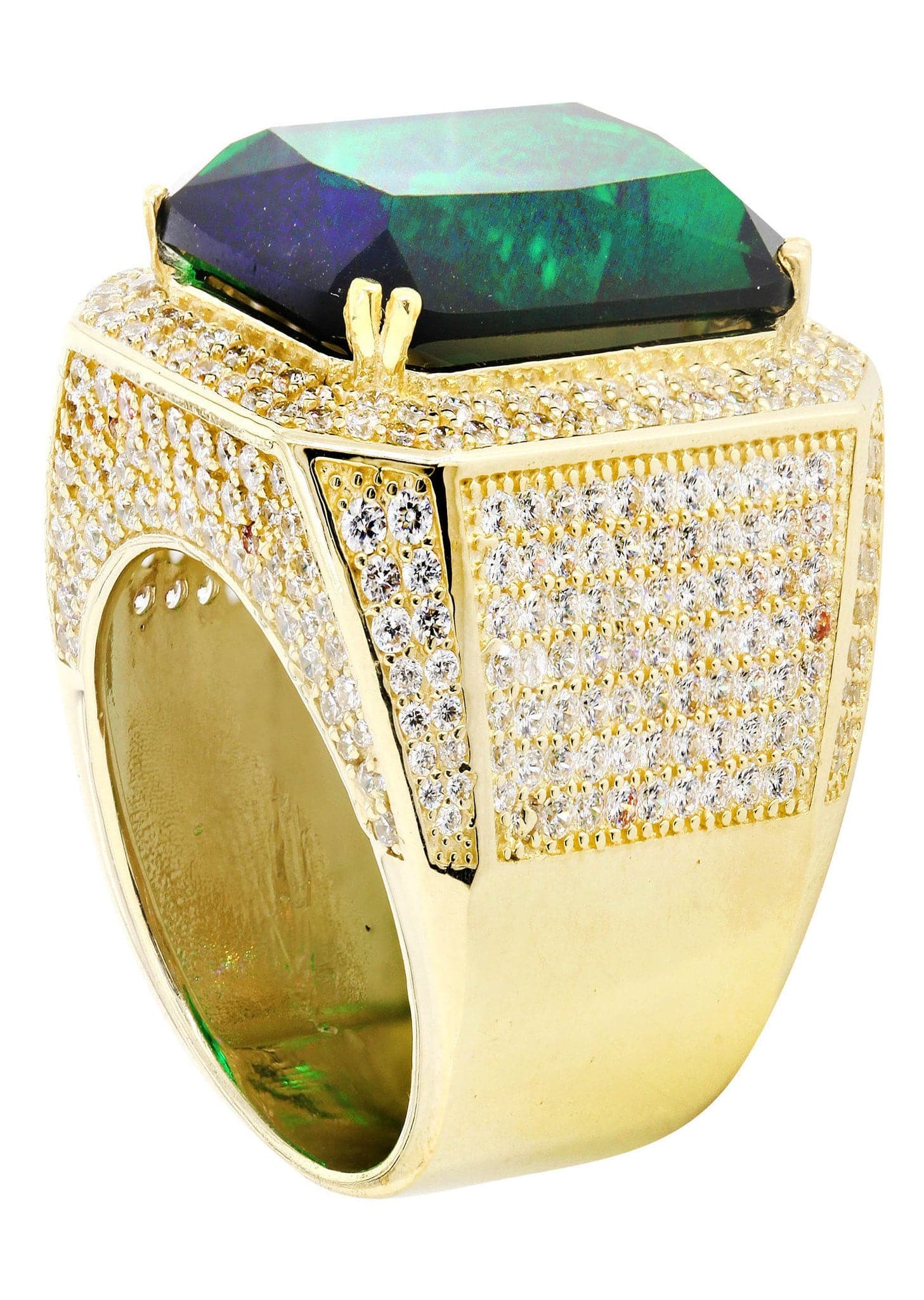 Emerald 10K Gold Mens Ring | 26.5 Grams - Image 3