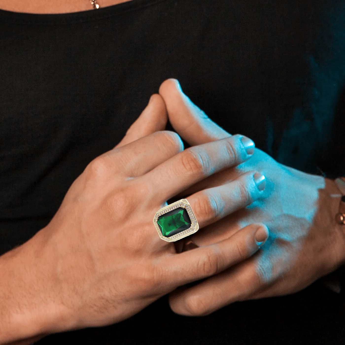 Emerald 10K Gold Mens Ring | 26.5 Grams - Image 4