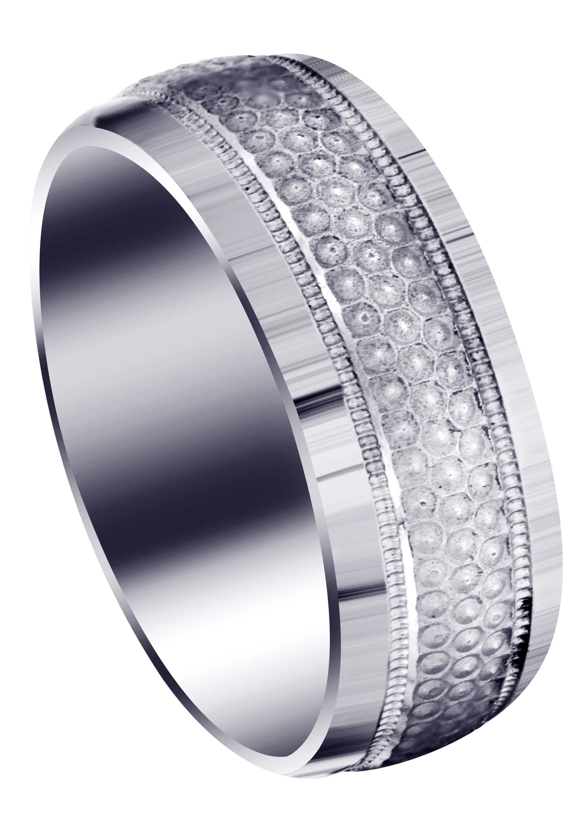 Fancy Carved Contemporary Mens Wedding Band | GB / High Polish Finish (Brody)