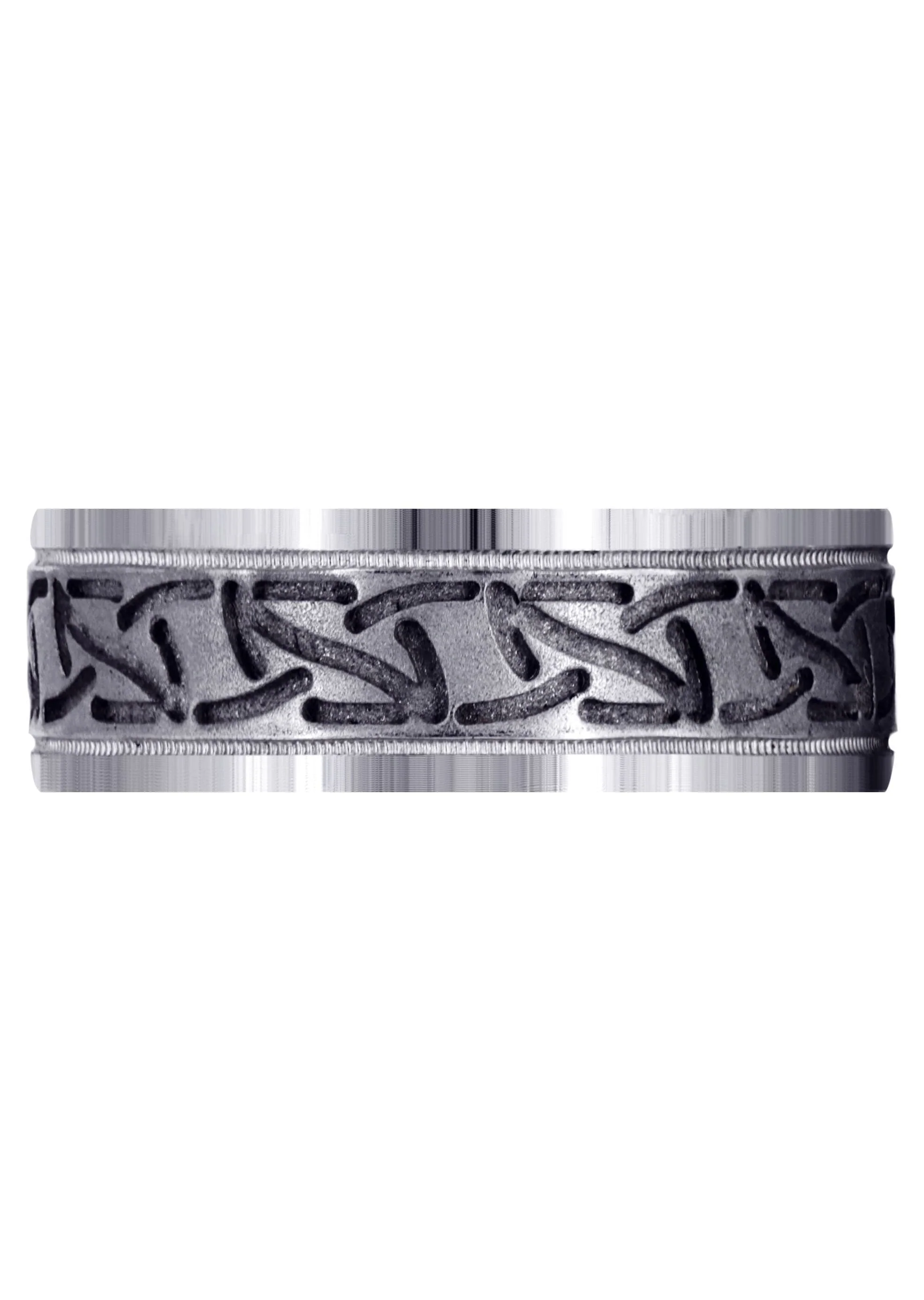 Fancy Carved Contemporary Mens Wedding Band | GB / High Polish Finish (John) - Image 2