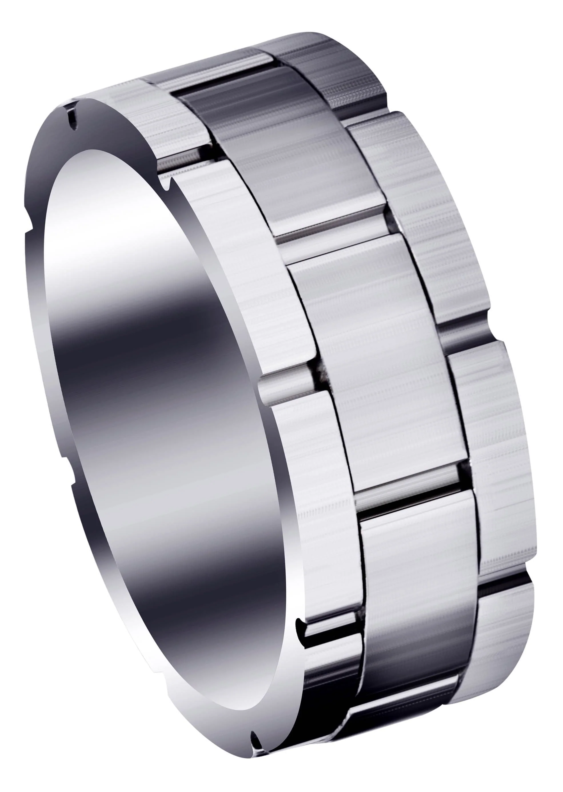 Fancy Carved Contemporary Mens Wedding Band | Satin Finish (Jace)