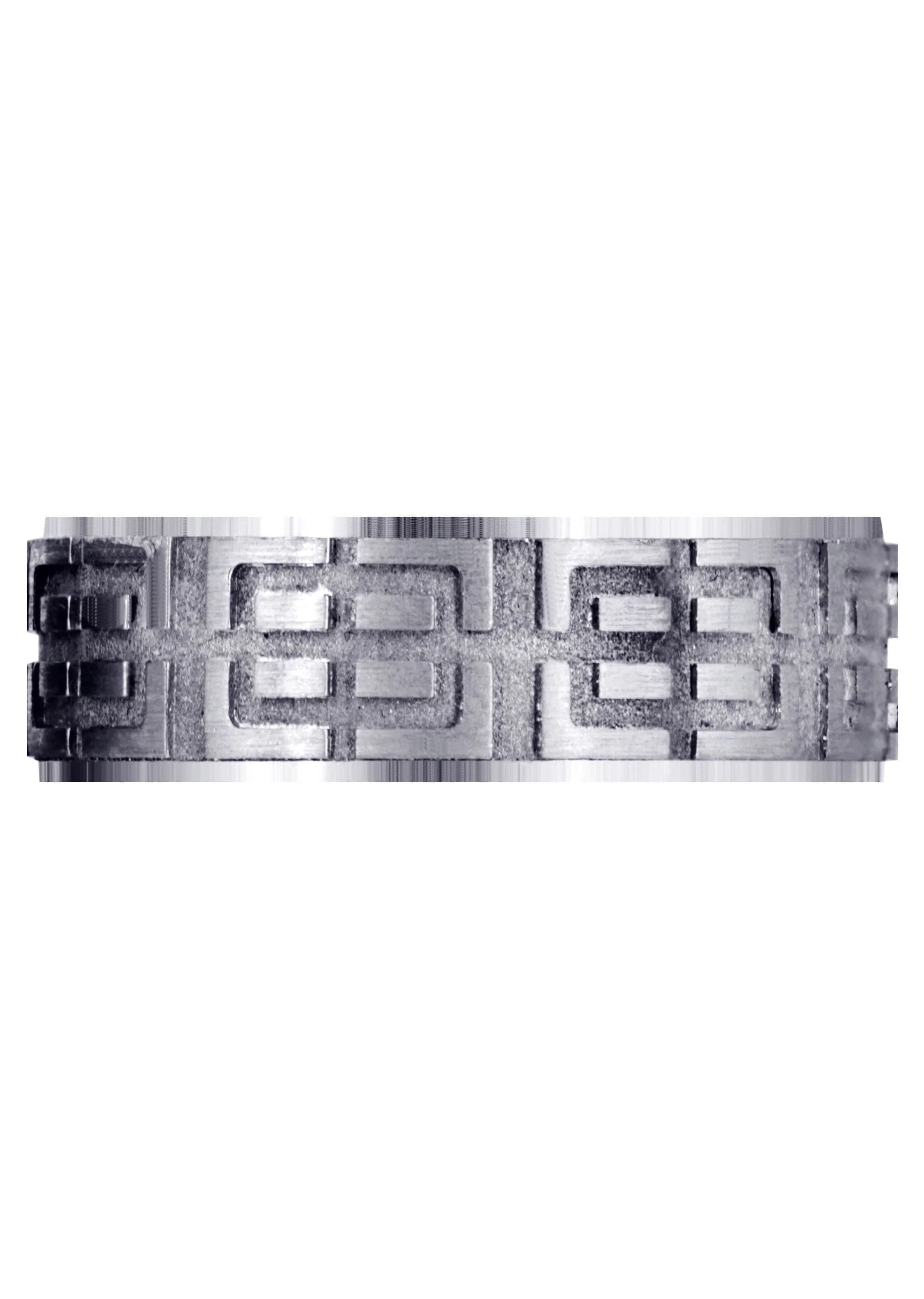 Fancy Carved Contemporary Mens Wedding Band | Satin / High Polish Finish (Henry) - Image 2