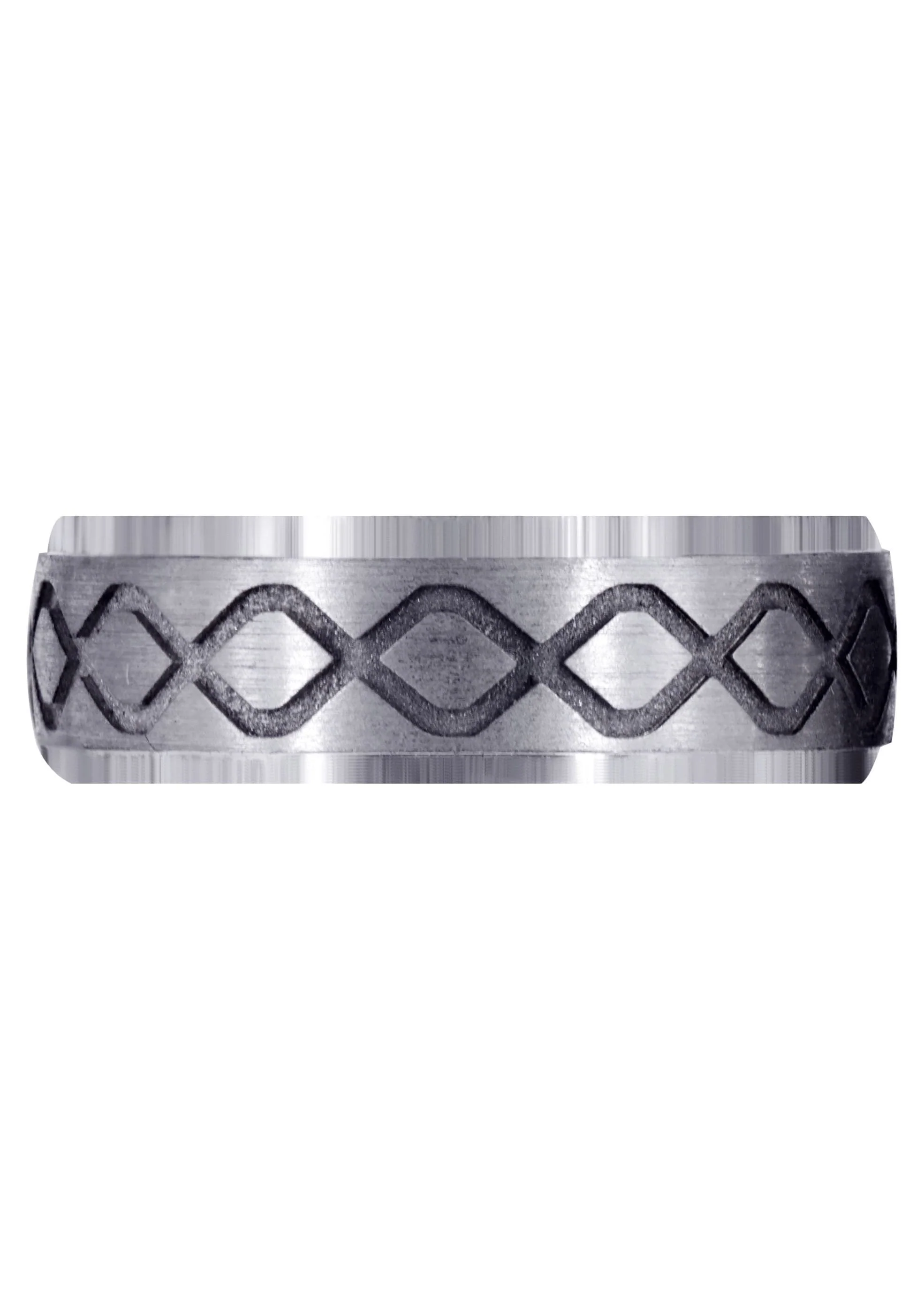 Fancy Carved Contemporary Mens Wedding Band | Satin / High Polish Finish (Luke) - Image 2