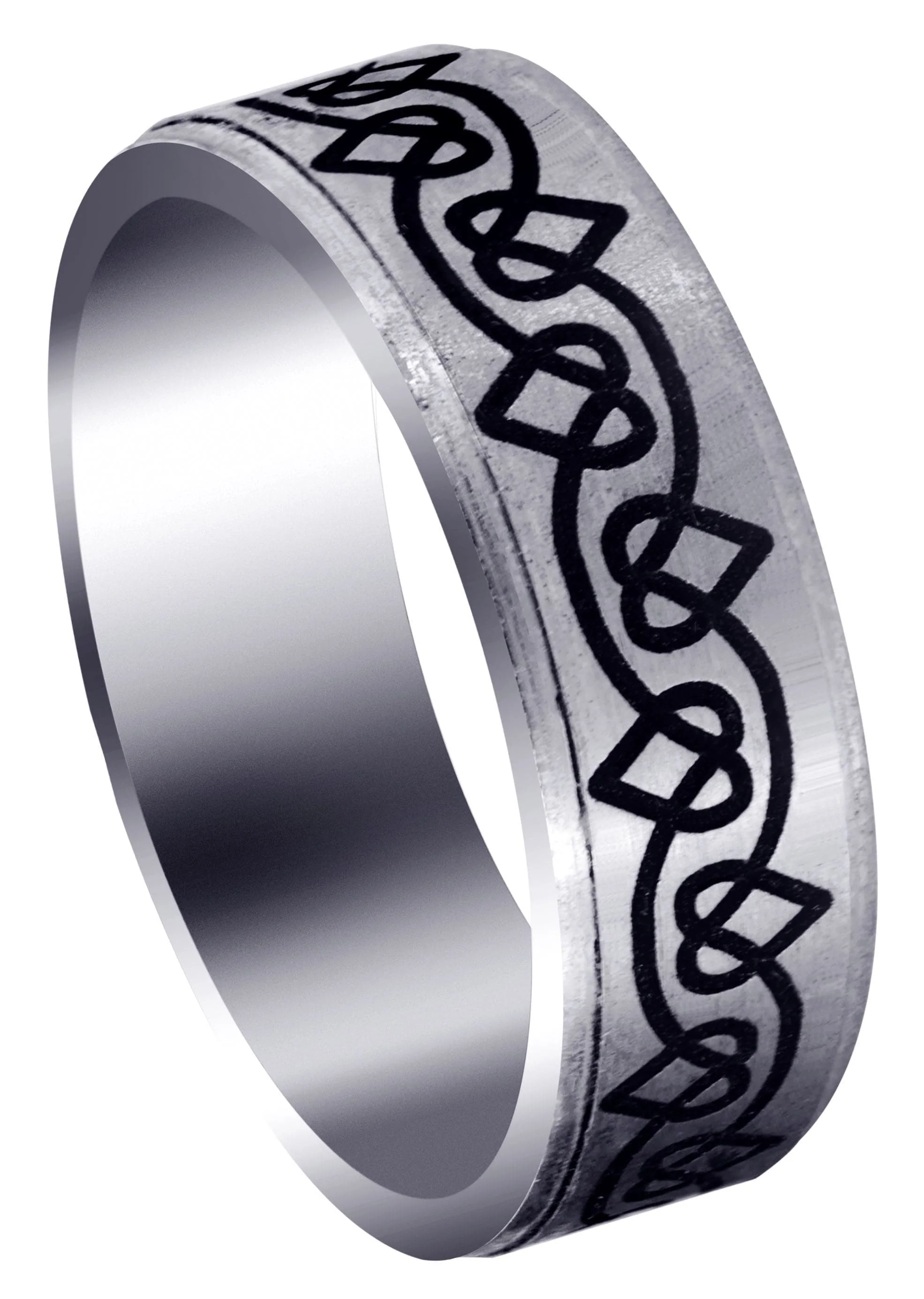Contemporary Unique Mens Wedding Band | Satin / High Polish Finish (Dylan)