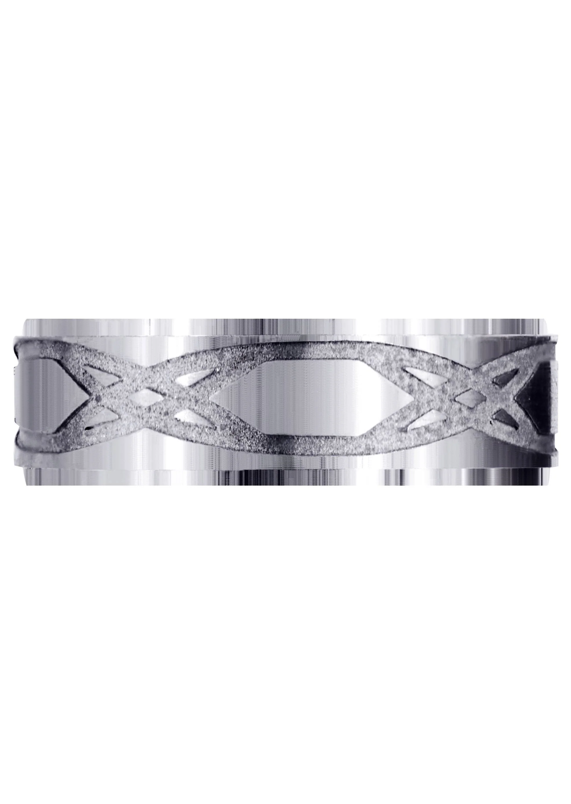 Fancy Carved Contemporary Mens Wedding Band | Satin / Hish Polish Finish (Isaiah) - Image 3