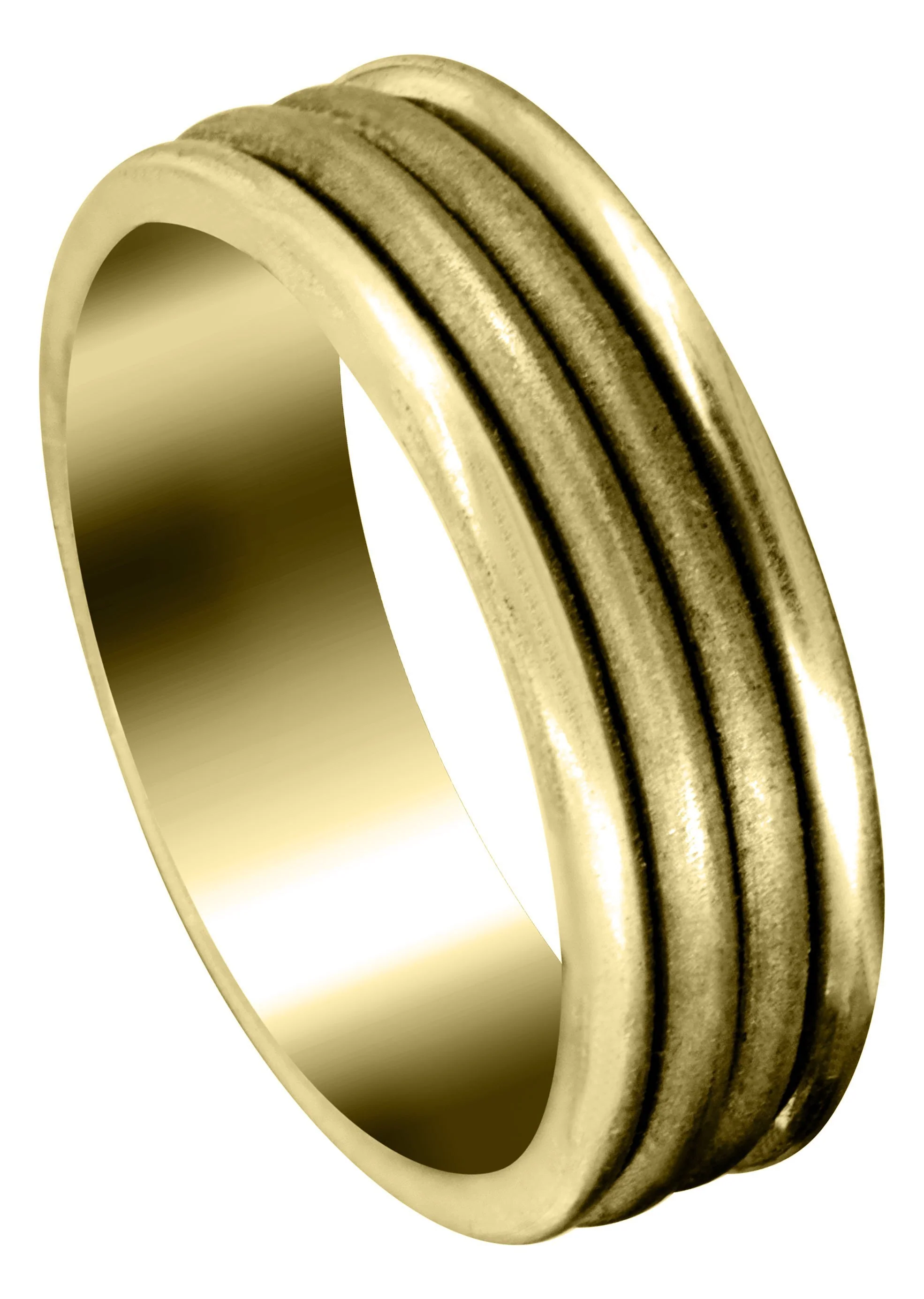 Yellow Gold Fancy Carved Contemporary Mens Wedding Band | Sand Blast Finish (Leo)
