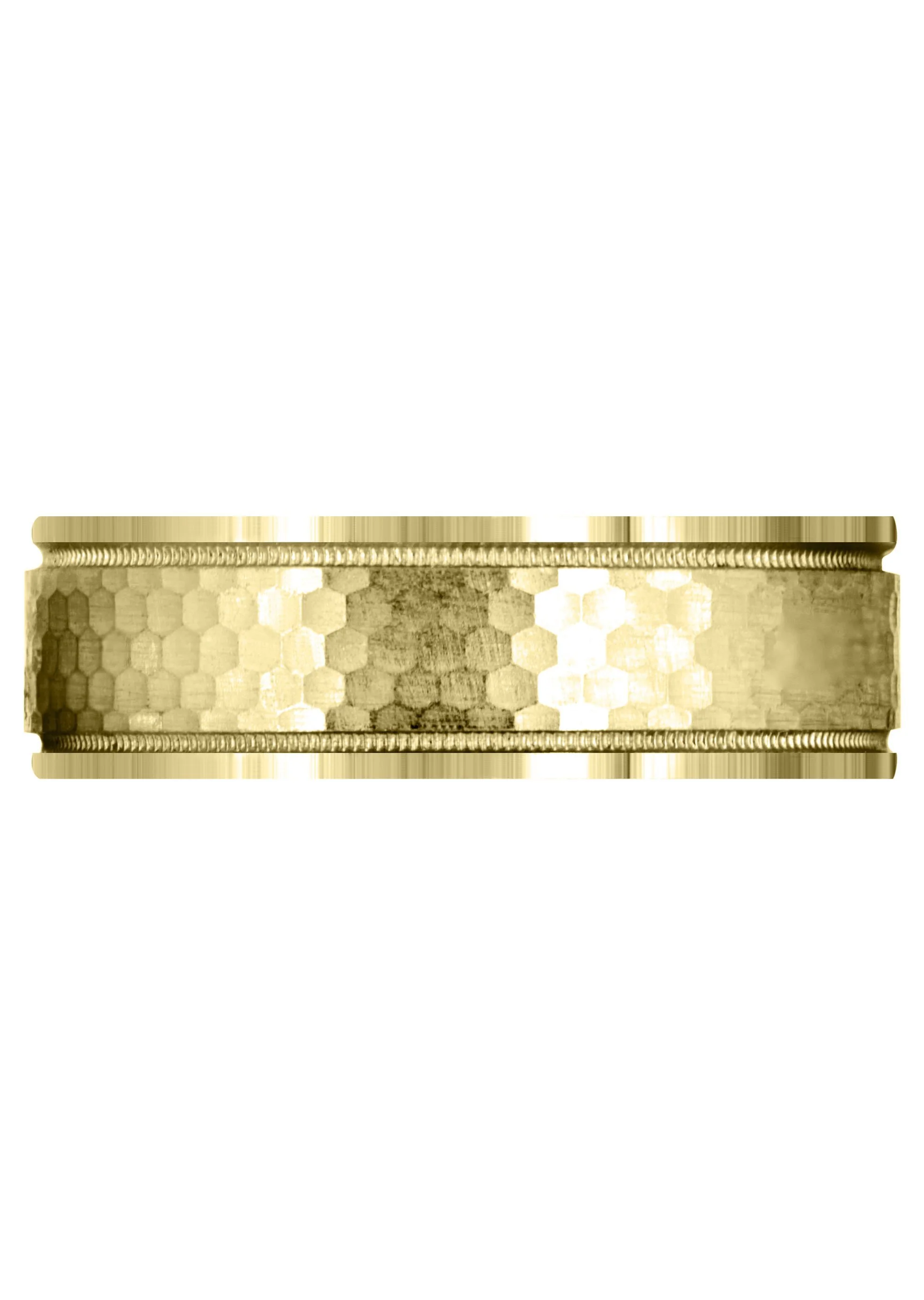 Yellow Gold Fancy Carved Contemporary Mens Wedding Band | Satin / Hish Polish Finish (Christian) - Image 2