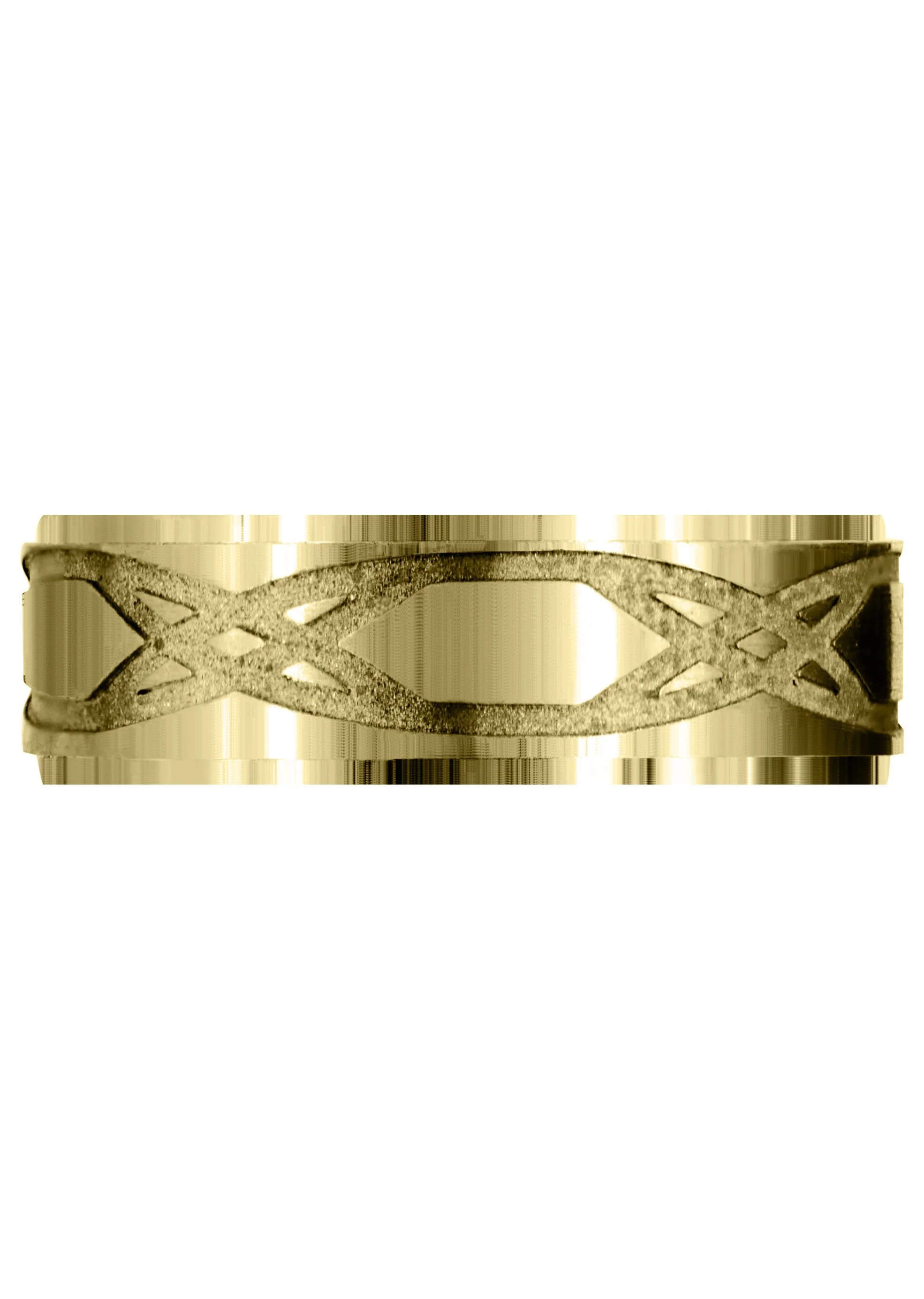 Yellow Gold Fancy Carved Contemporary Mens Wedding Band | Satin / Hish Polish Finish (Isaiah) - Image 2