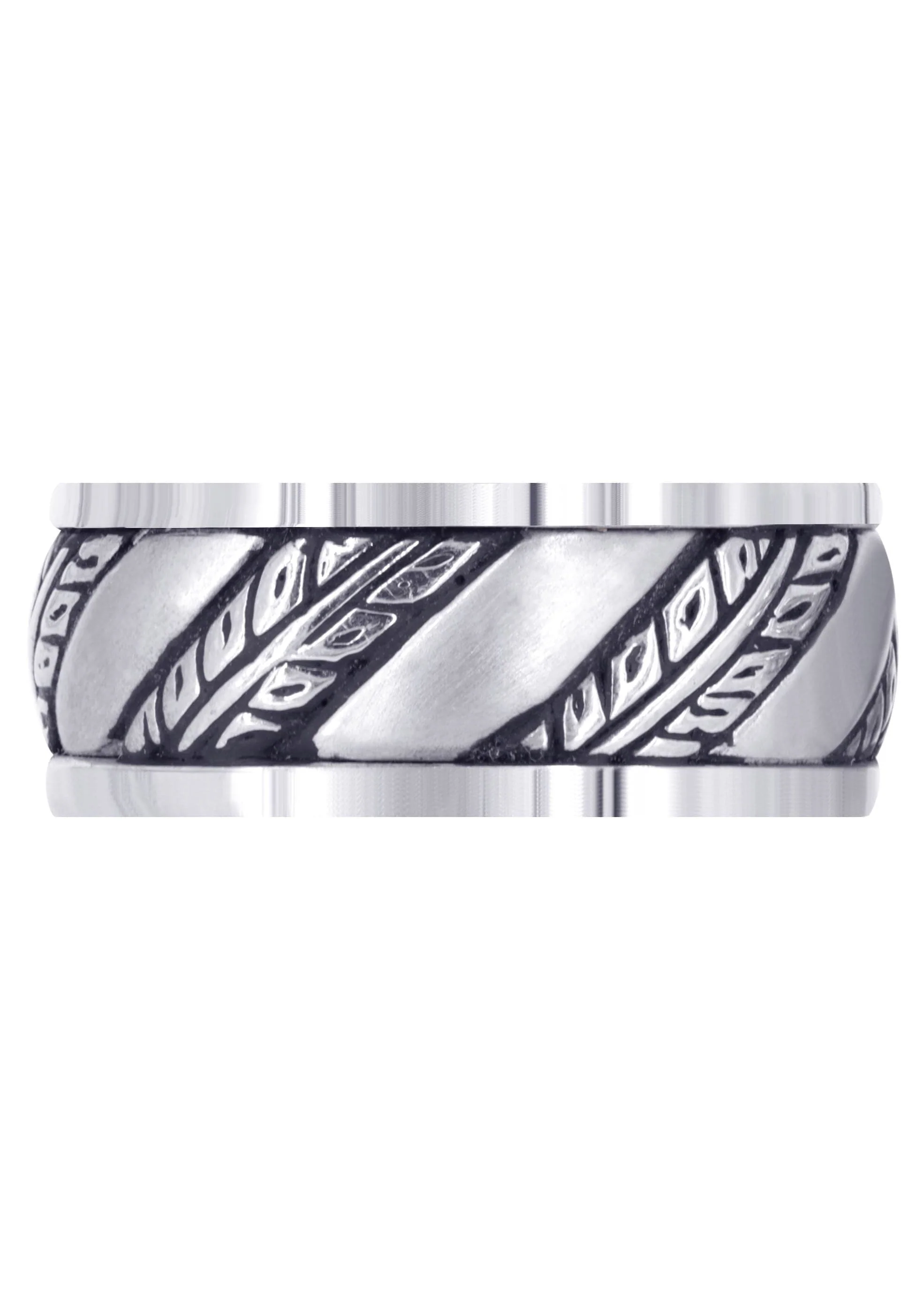 Fancy Carved Hand Engraved Diamond Mens Wedding Band | Satin Finish (Devin) - Image 2
