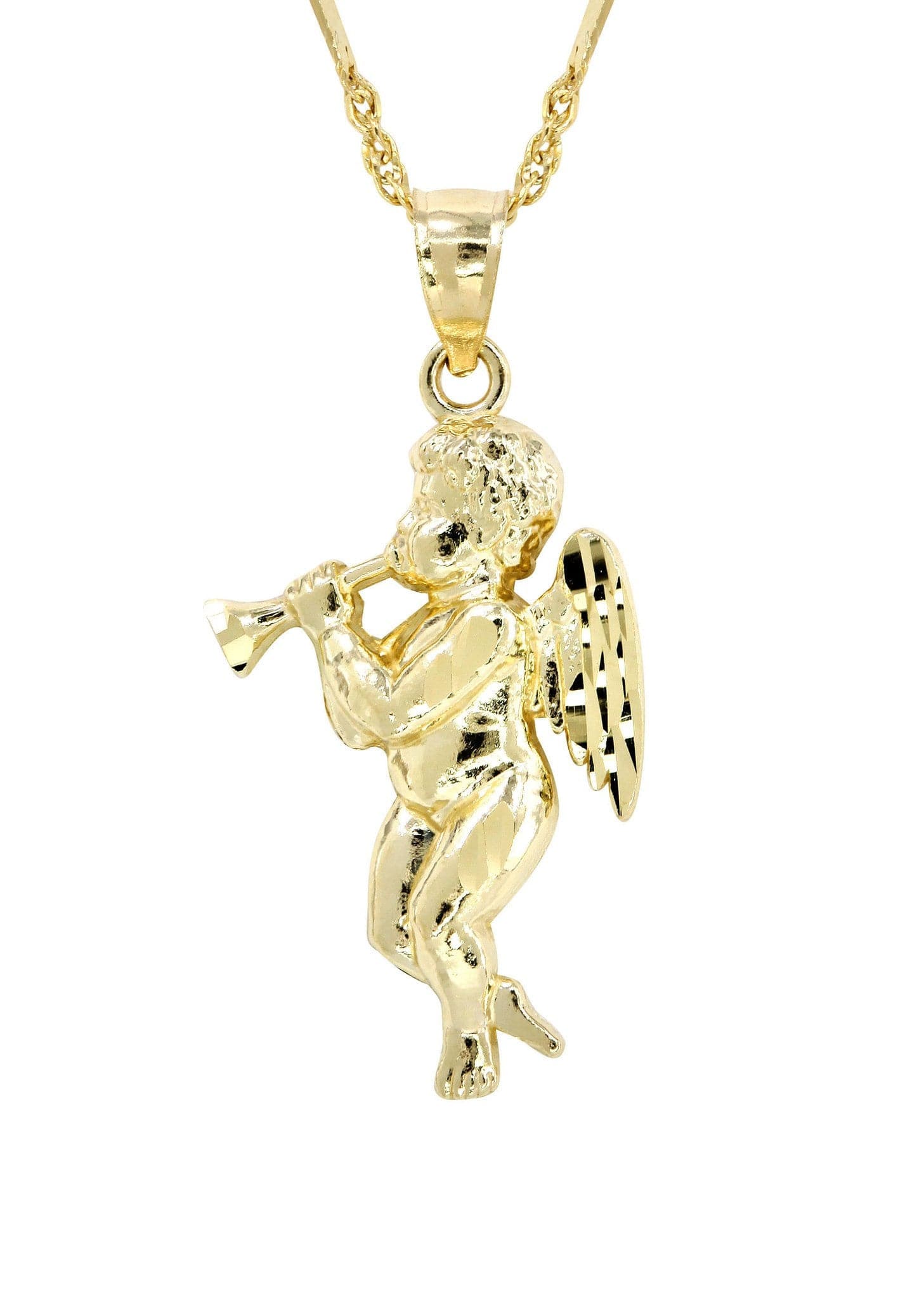 10K Yellow Gold Fancy Link  Angel Necklace | Appx. 4.8 Grams - Image 2