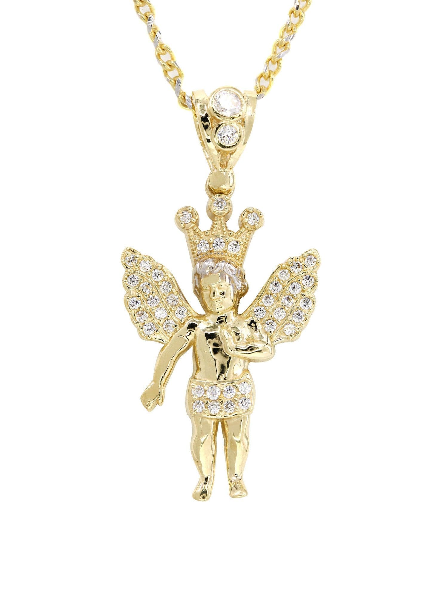 10K Yellow Gold Fancy Link  Angel Necklace| Appx. 10 Grams - Image 2