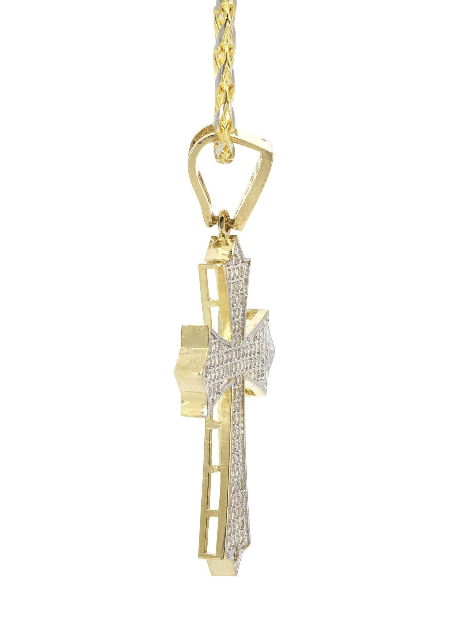 10K Yellow Gold Fancy Link  Gold Cross Necklace | Appx. 12.3 Grams - Image 4