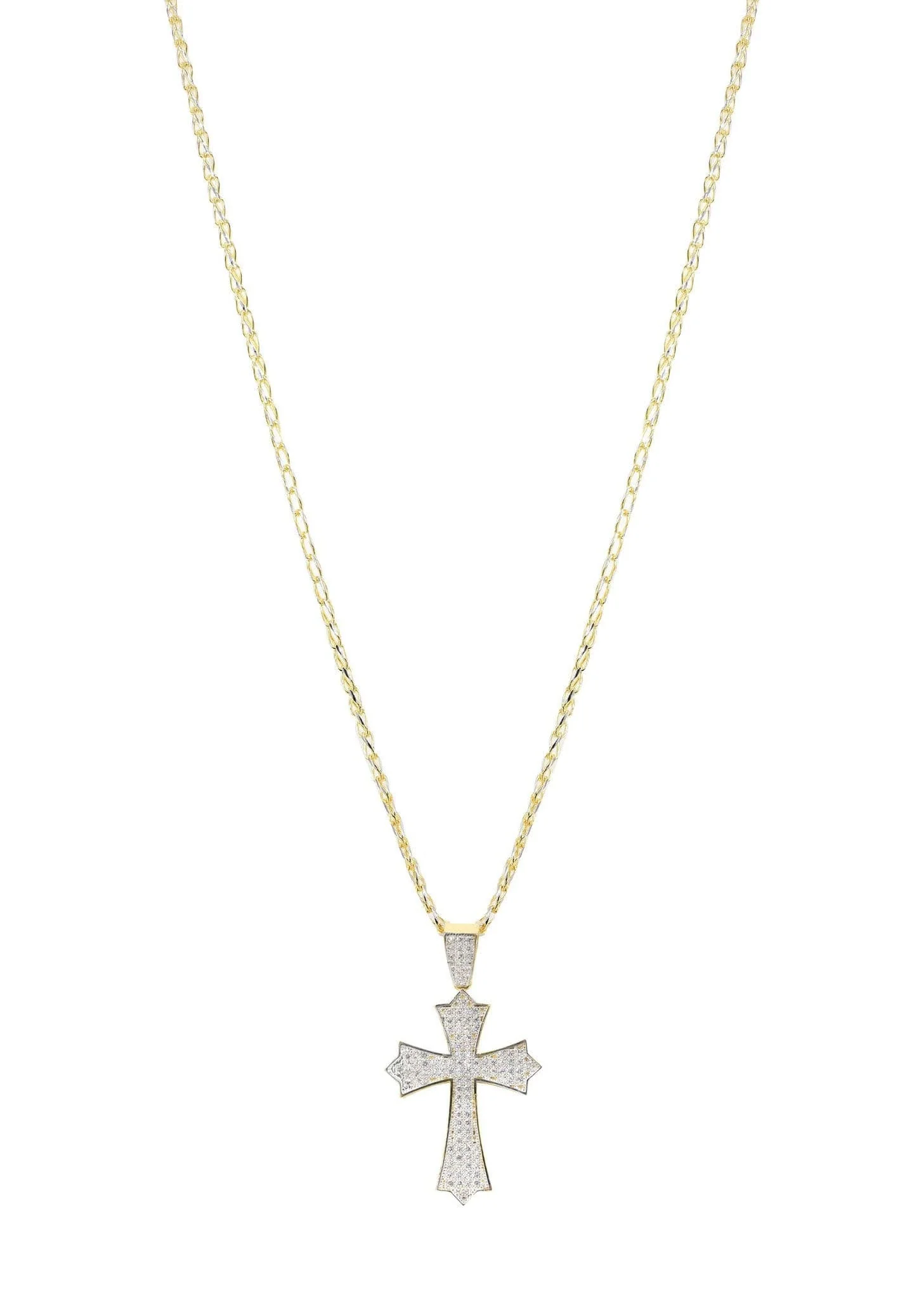 10K Yellow Gold Fancy Link  Gold Cross Necklace | Appx. 12.3 Grams - Image 5