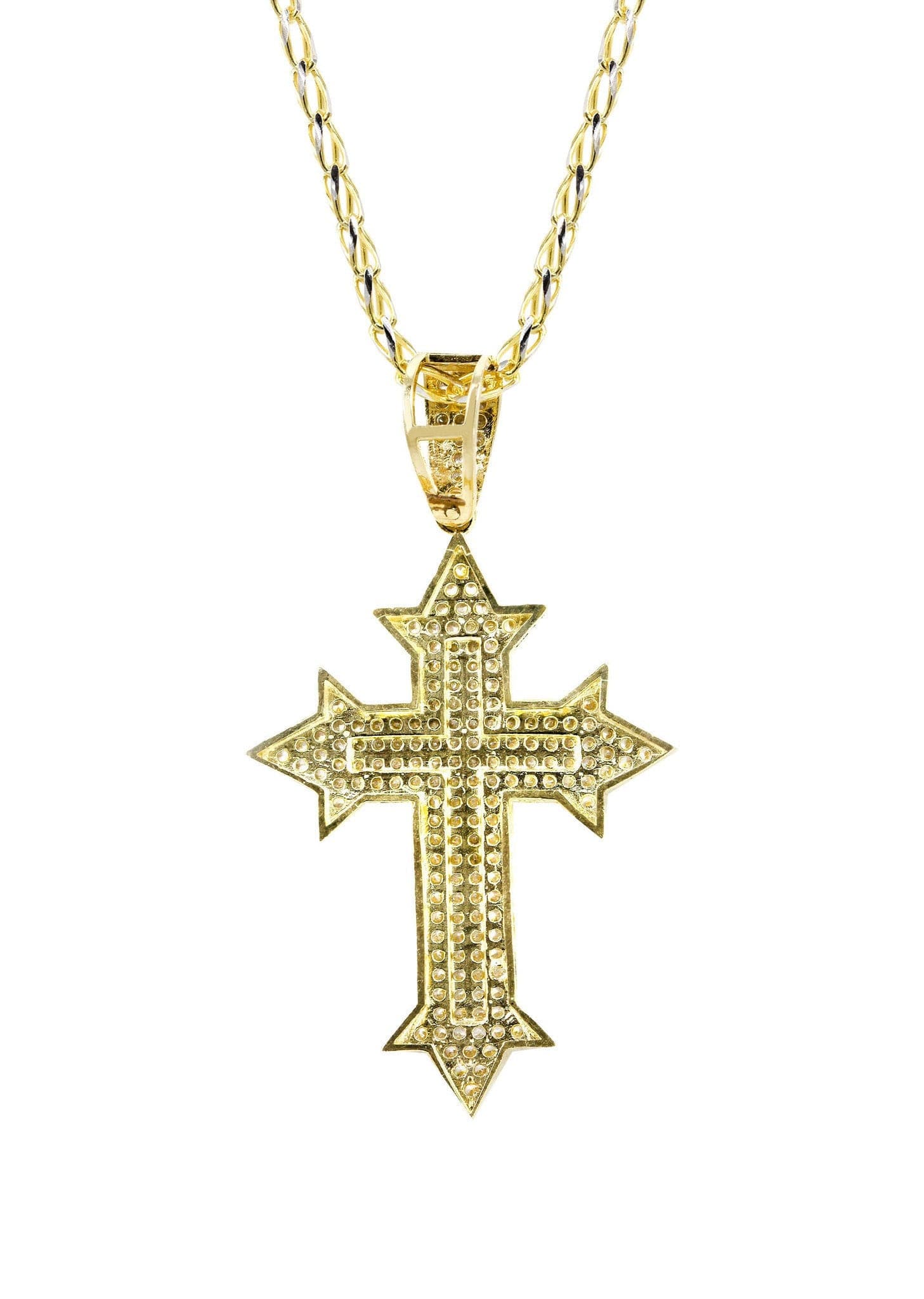 10K Yellow Gold Fancy Link  Gold Cross Necklace | Appx. 13.5 Grams - Image 3