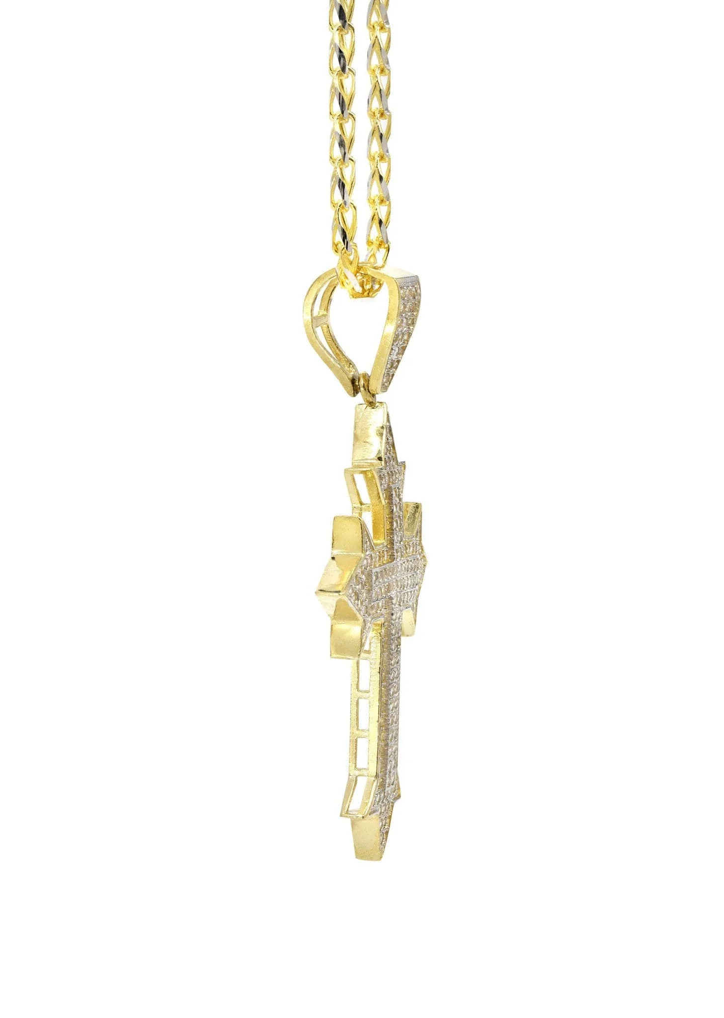 10K Yellow Gold Fancy Link  Gold Cross Necklace | Appx. 13.5 Grams - Image 4