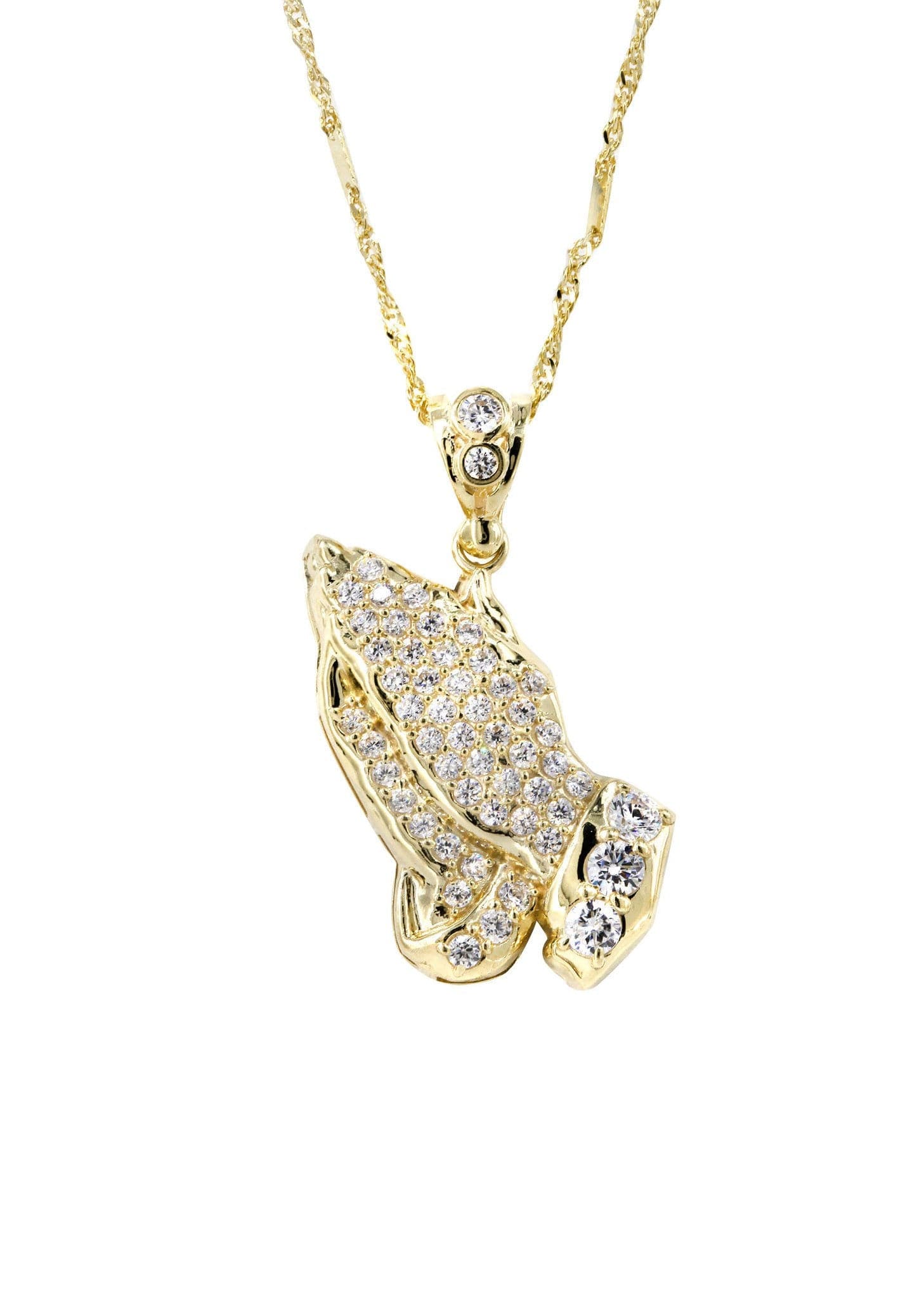 10K Yellow Gold Fancy Link  Praying Hands Pendnat | Appx. 9.1 Grams - Image 2