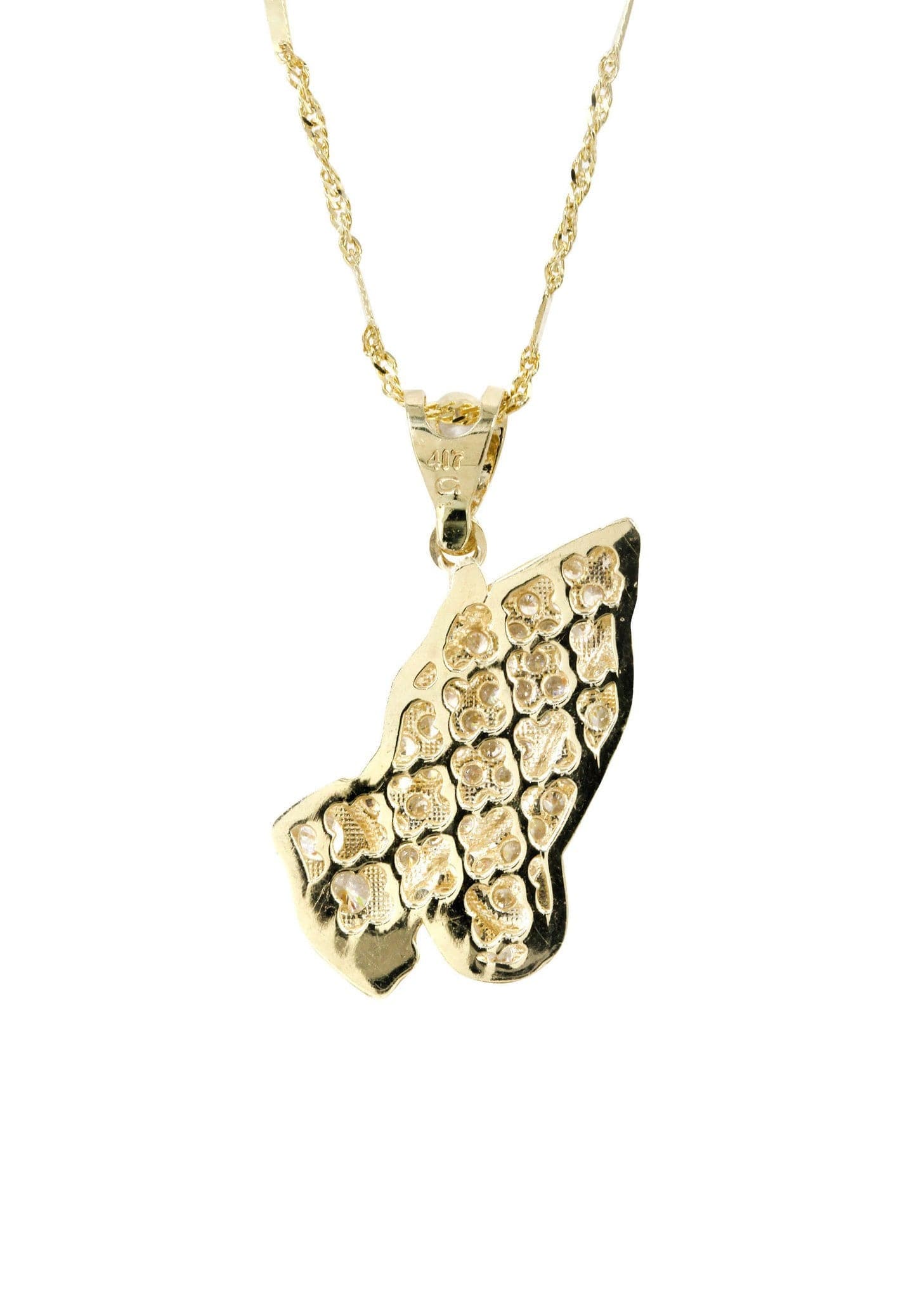 10K Yellow Gold Fancy Link  Praying Hands Pendnat | Appx. 9.1 Grams - Image 3