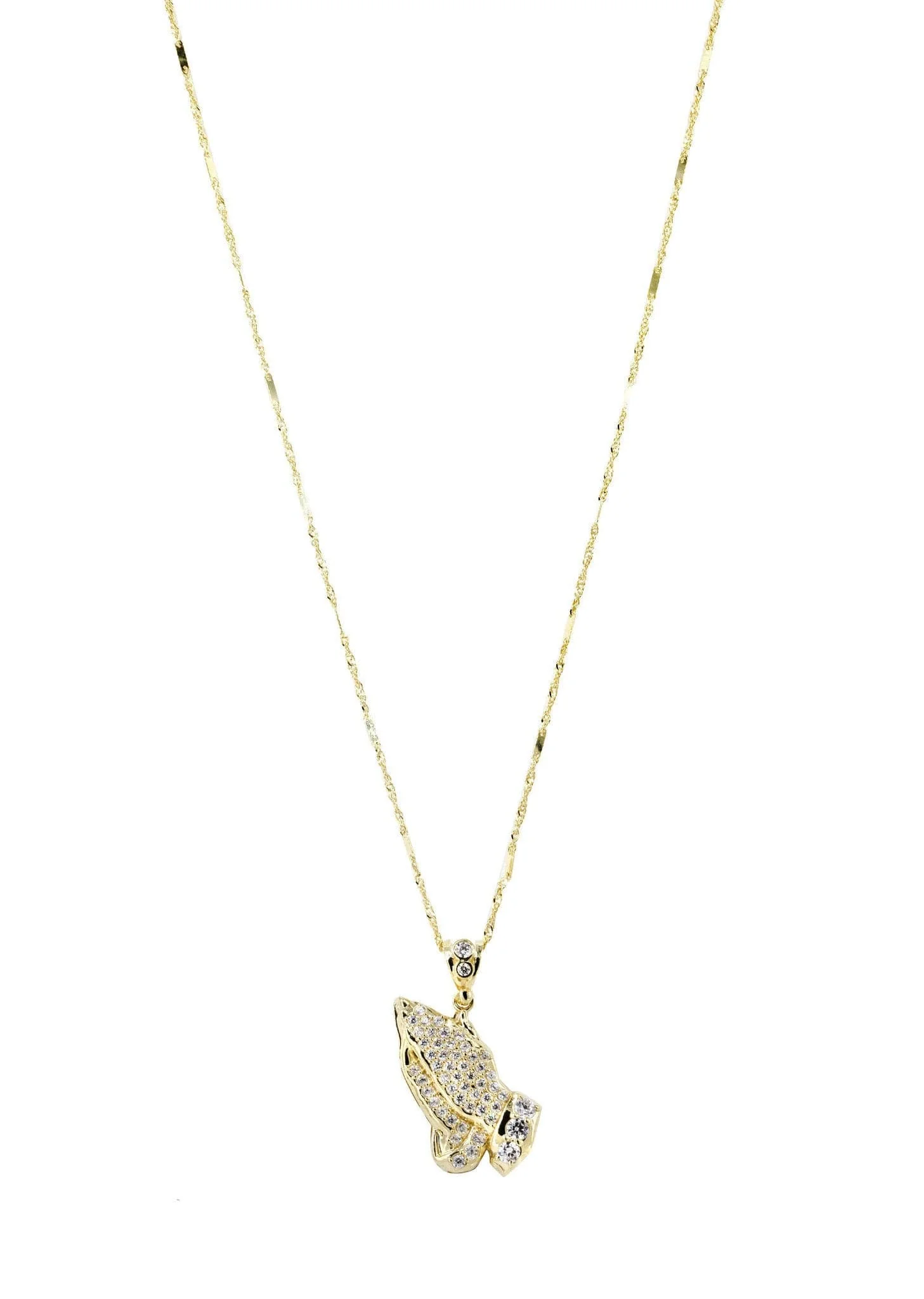 10K Yellow Gold Fancy Link  Praying Hands Pendnat | Appx. 9.1 Grams - Image 5