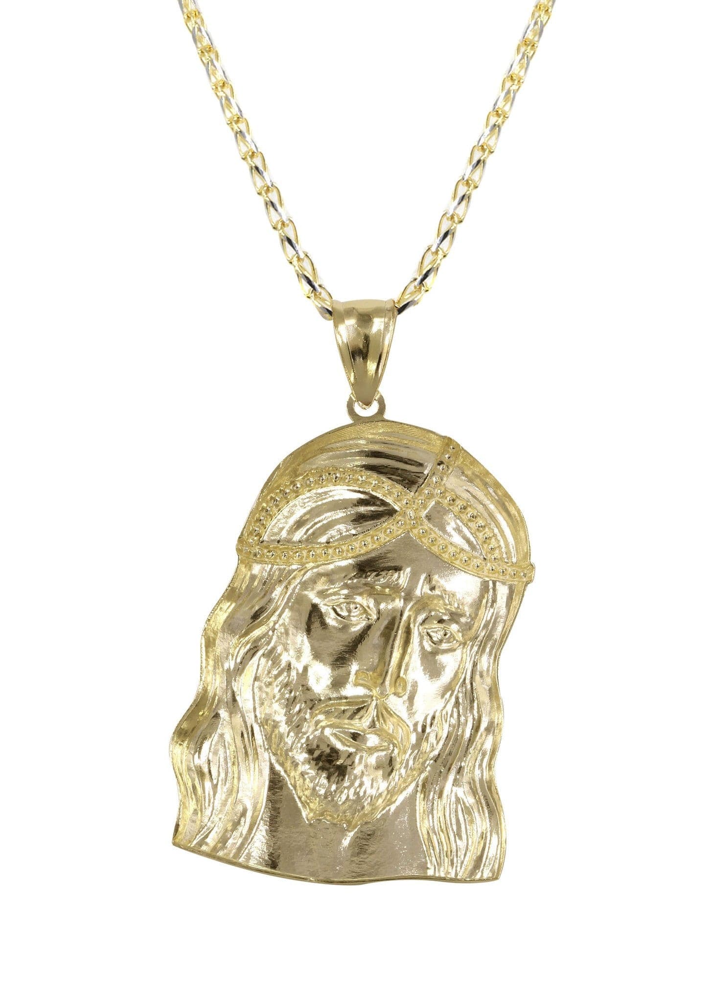 10K Yellow Gold Fancy Link  Jesus Piece Chain | Appx. 15.2 Grams - Image 3