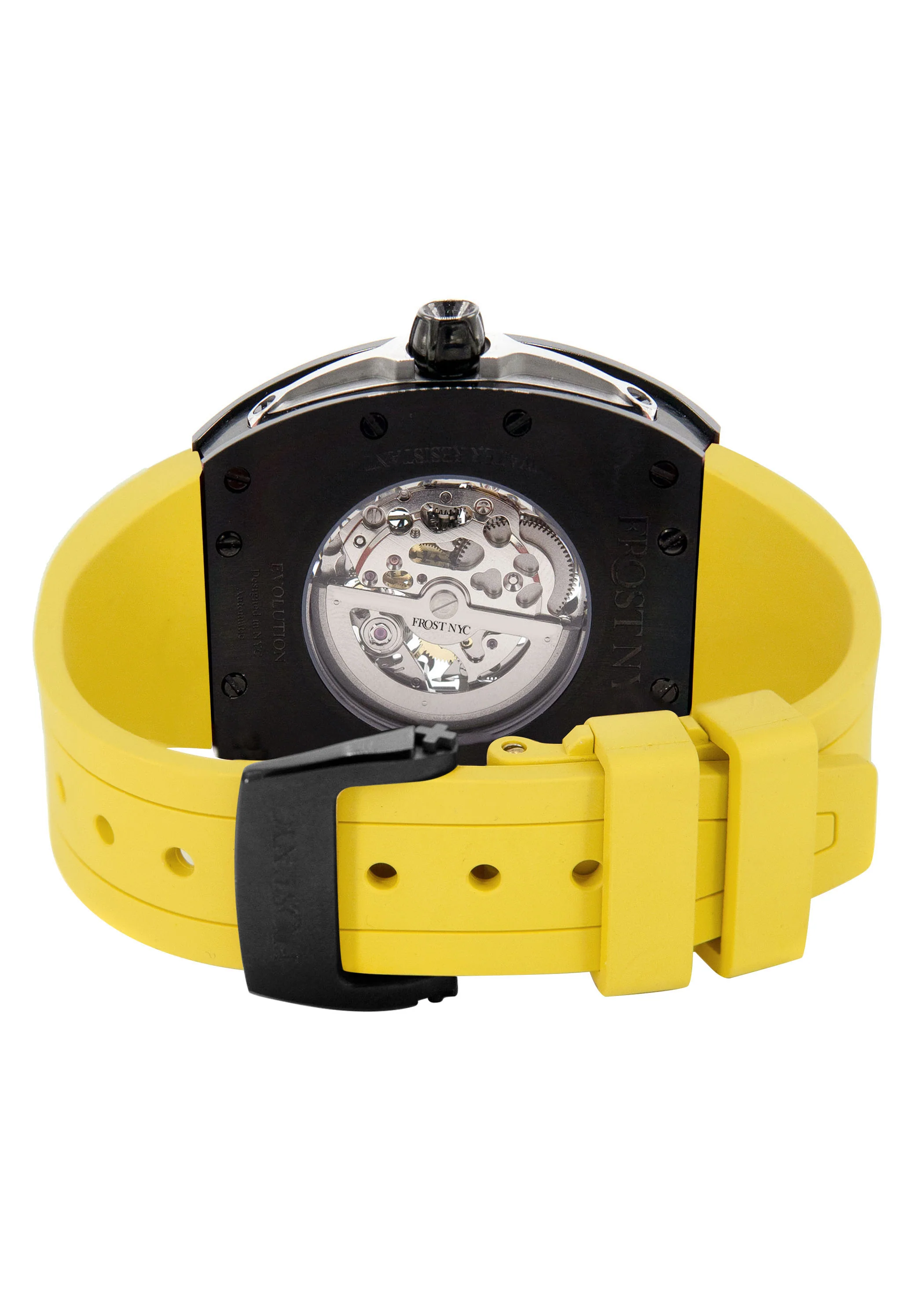 Frost NYC Mens Watch - Automatic Skeleton Sport Black Watch | FRST-01-SB| Yellow - Image 10