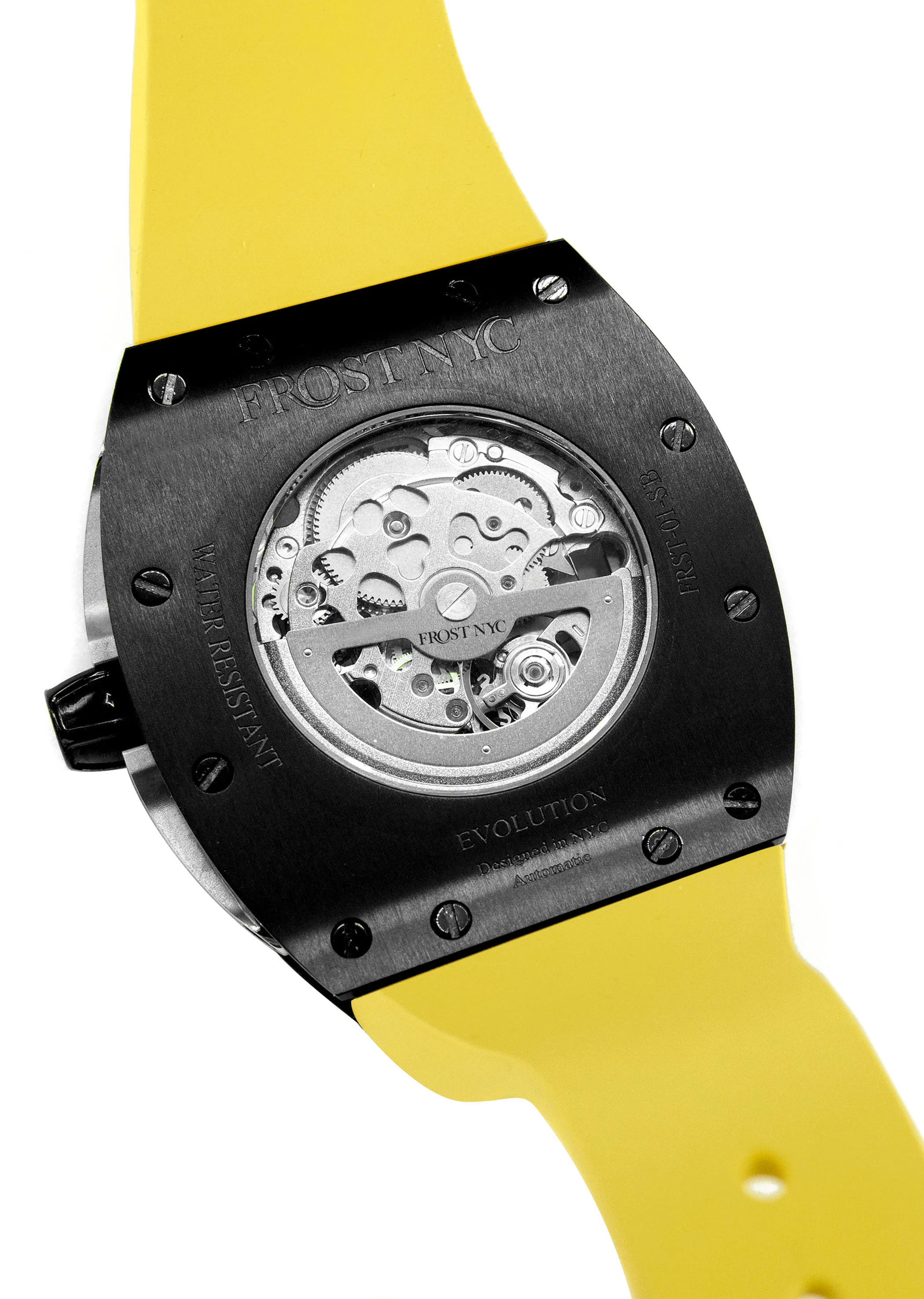 Frost NYC Mens Watch - Automatic Skeleton Sport Black Watch | FRST-01-SB| Yellow - Image 8