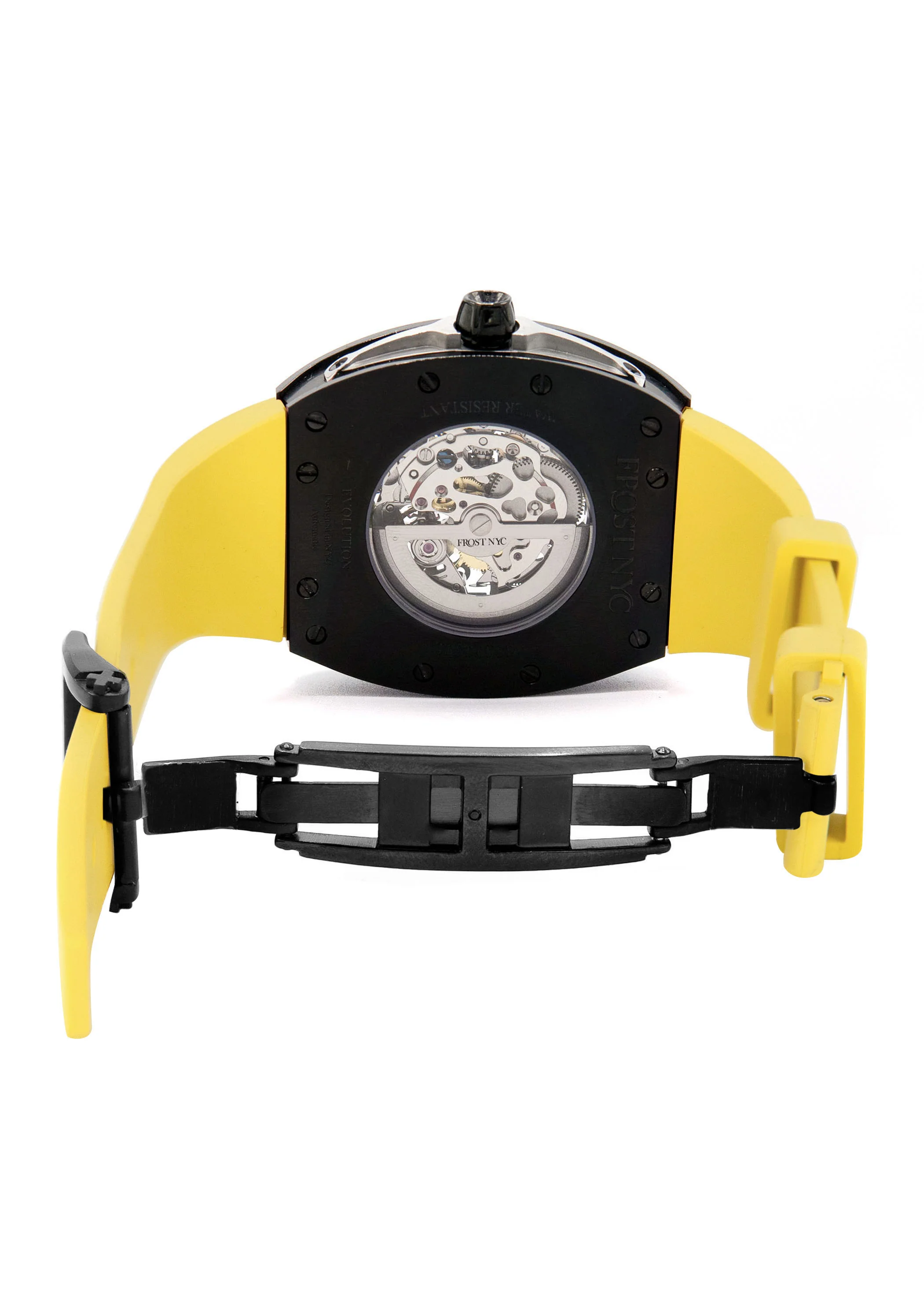 Frost NYC Mens Watch - Automatic Skeleton Sport Black Watch | FRST-01-SB| Yellow - Image 9