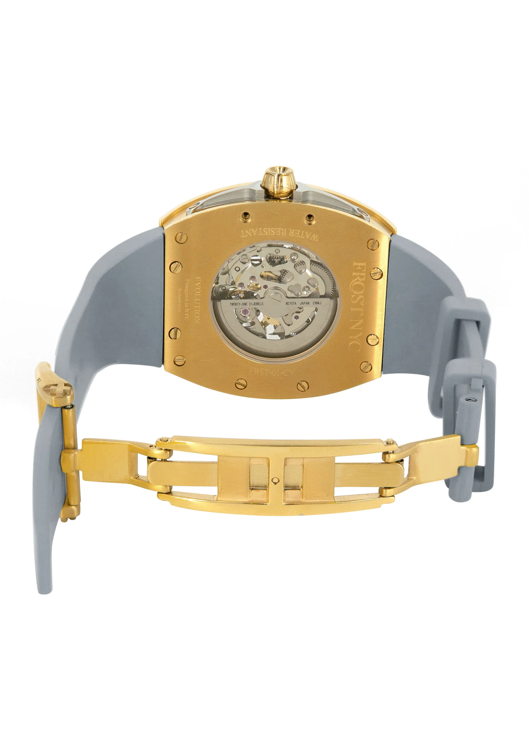 Frost NYC Mens Watch - Automatic  Skeleton Sport Gold Watch | FRST-01-CY | Gray - Image 10