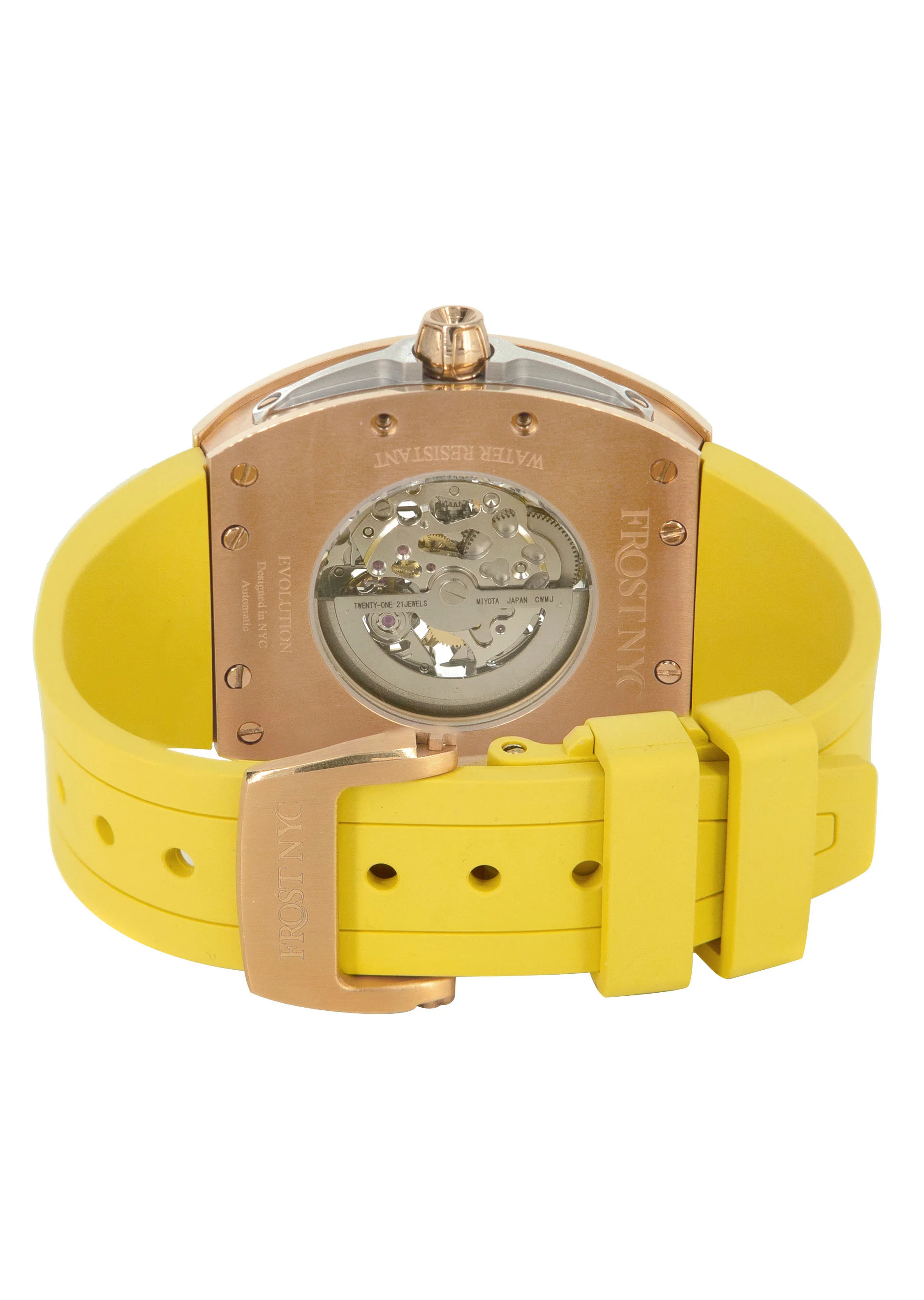 Frost NYC Mens Watch - Automatic Skeleton Rose Sport Watch | FRST-01-RC | Yellow - Image 10