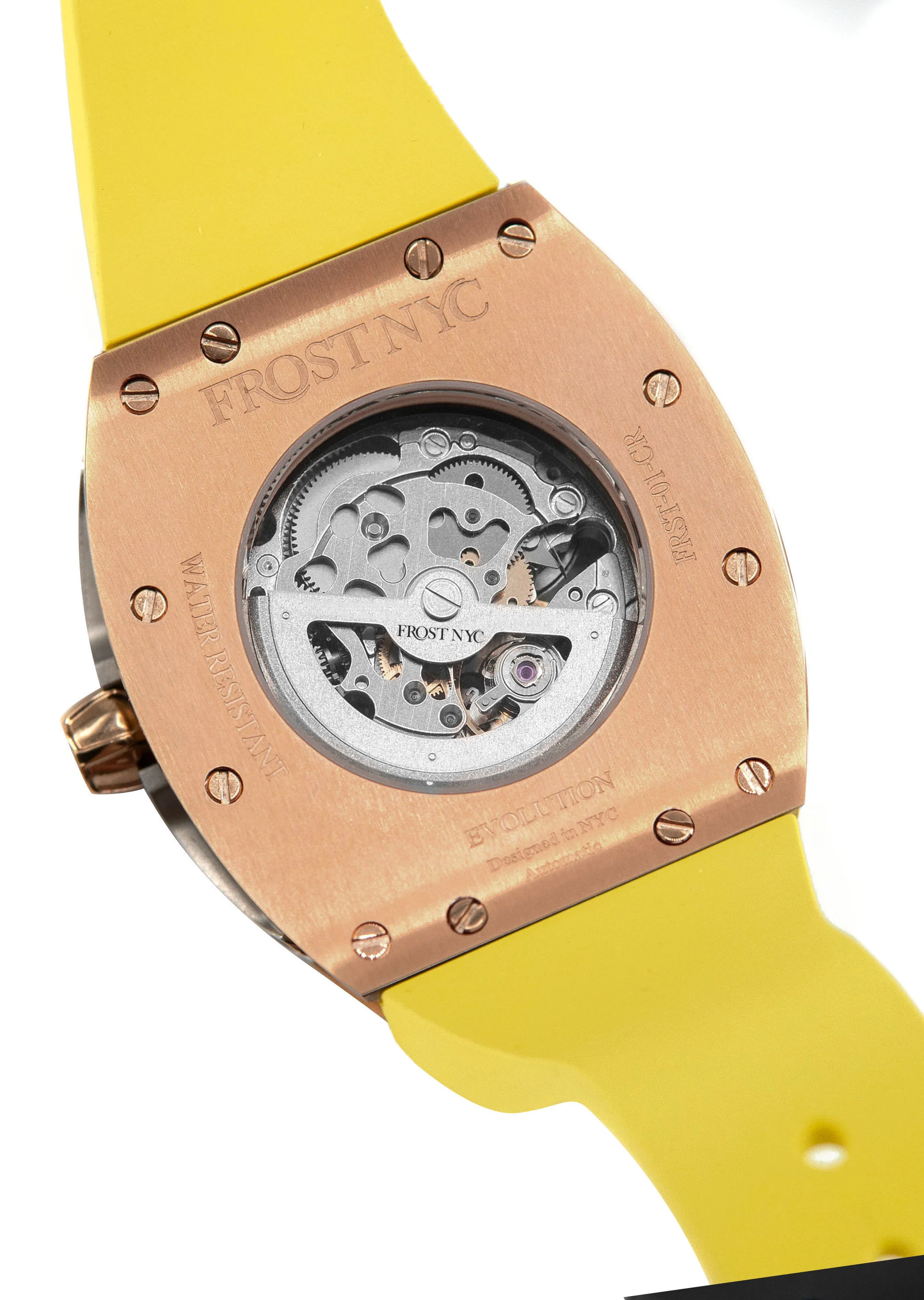 Frost NYC Mens Watch - Automatic Skeleton Rose Sport Watch | FRST-01-RC | Yellow - Image 8