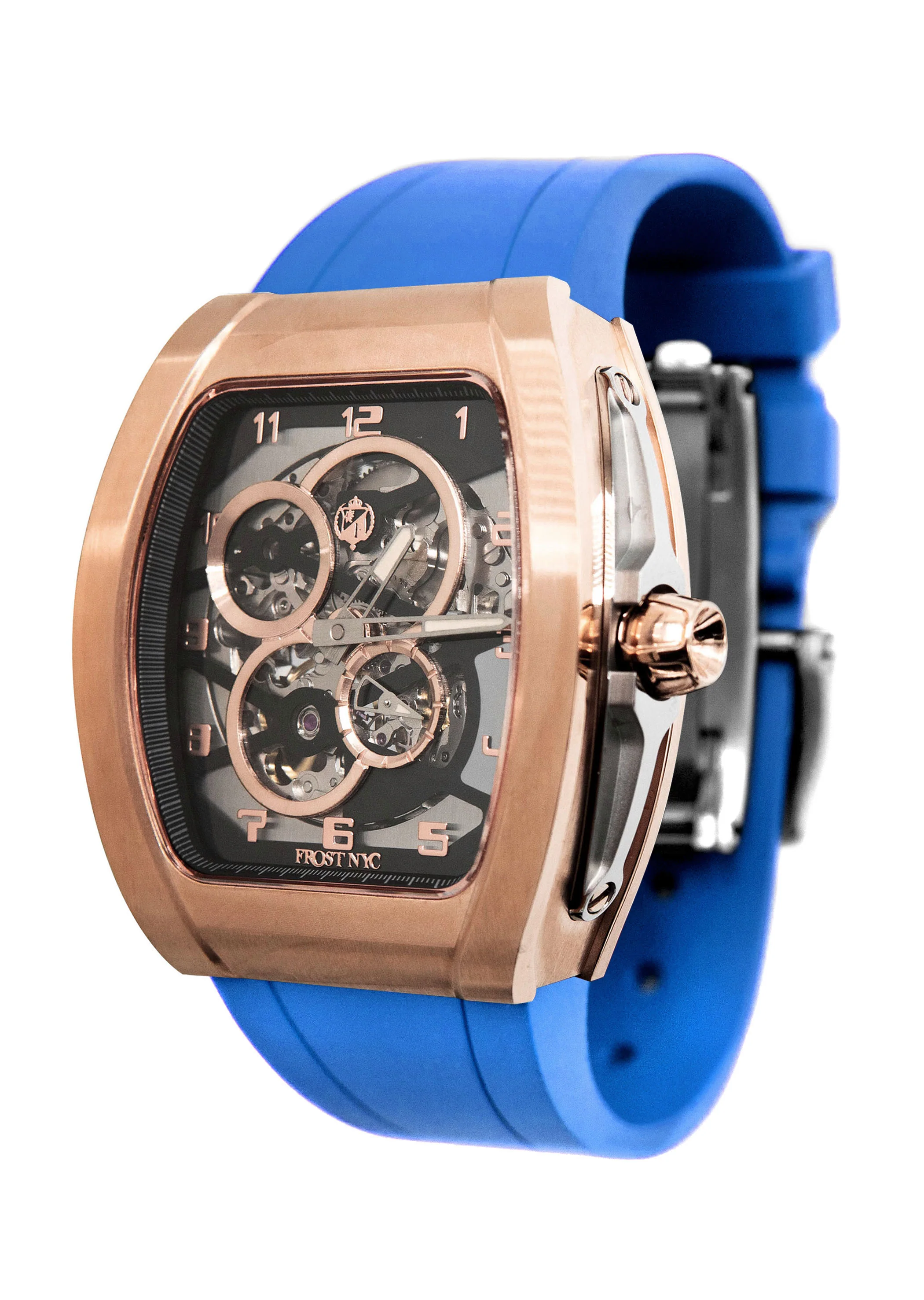 Frost NYC Mens Watch - Automatic Skeleton Rose Sport Watch | FRST-01-RC | Blue - Image 6