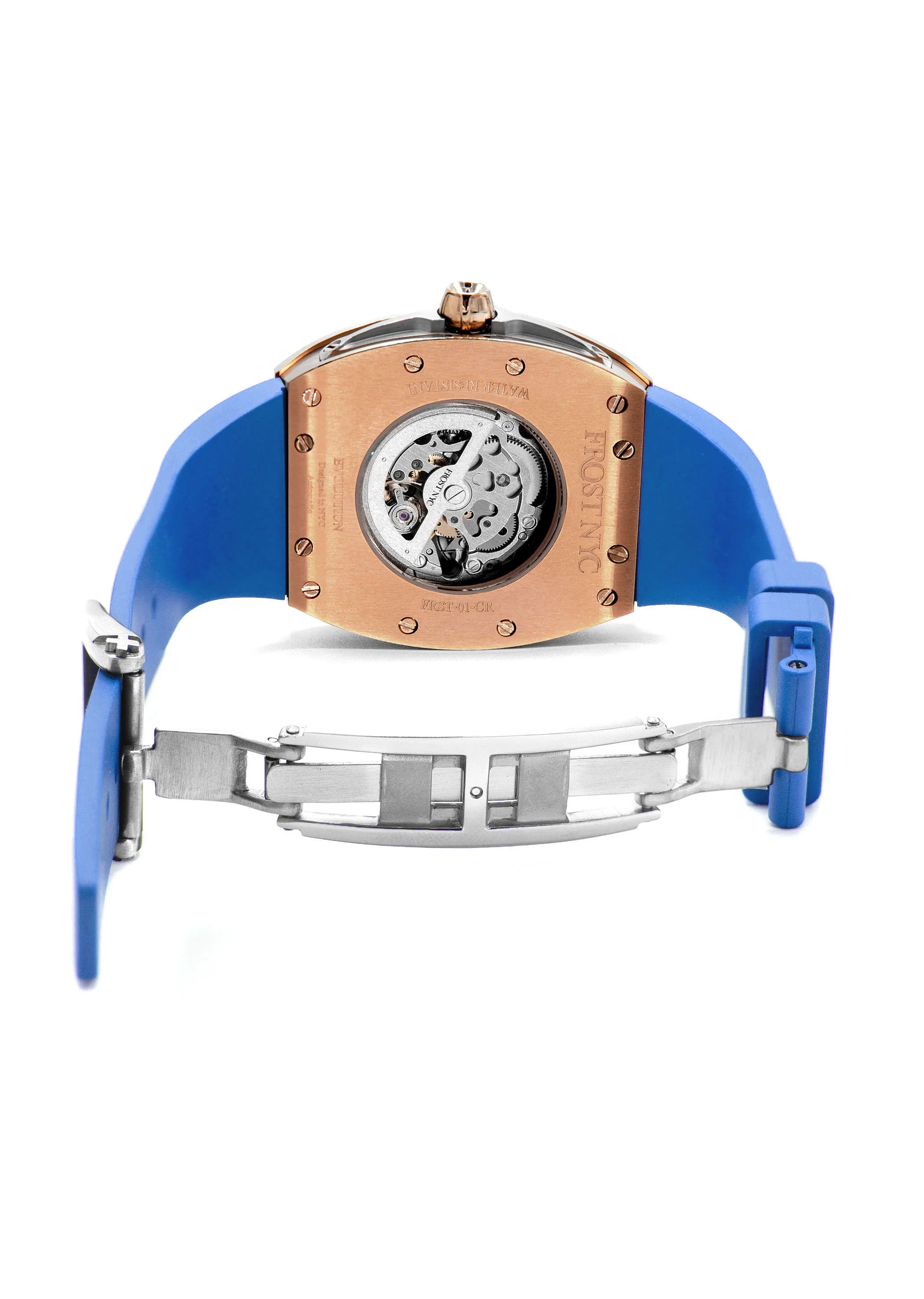 Frost NYC Mens Watch - Automatic Skeleton Rose Sport Watch | FRST-01-RC | Blue - Image 9