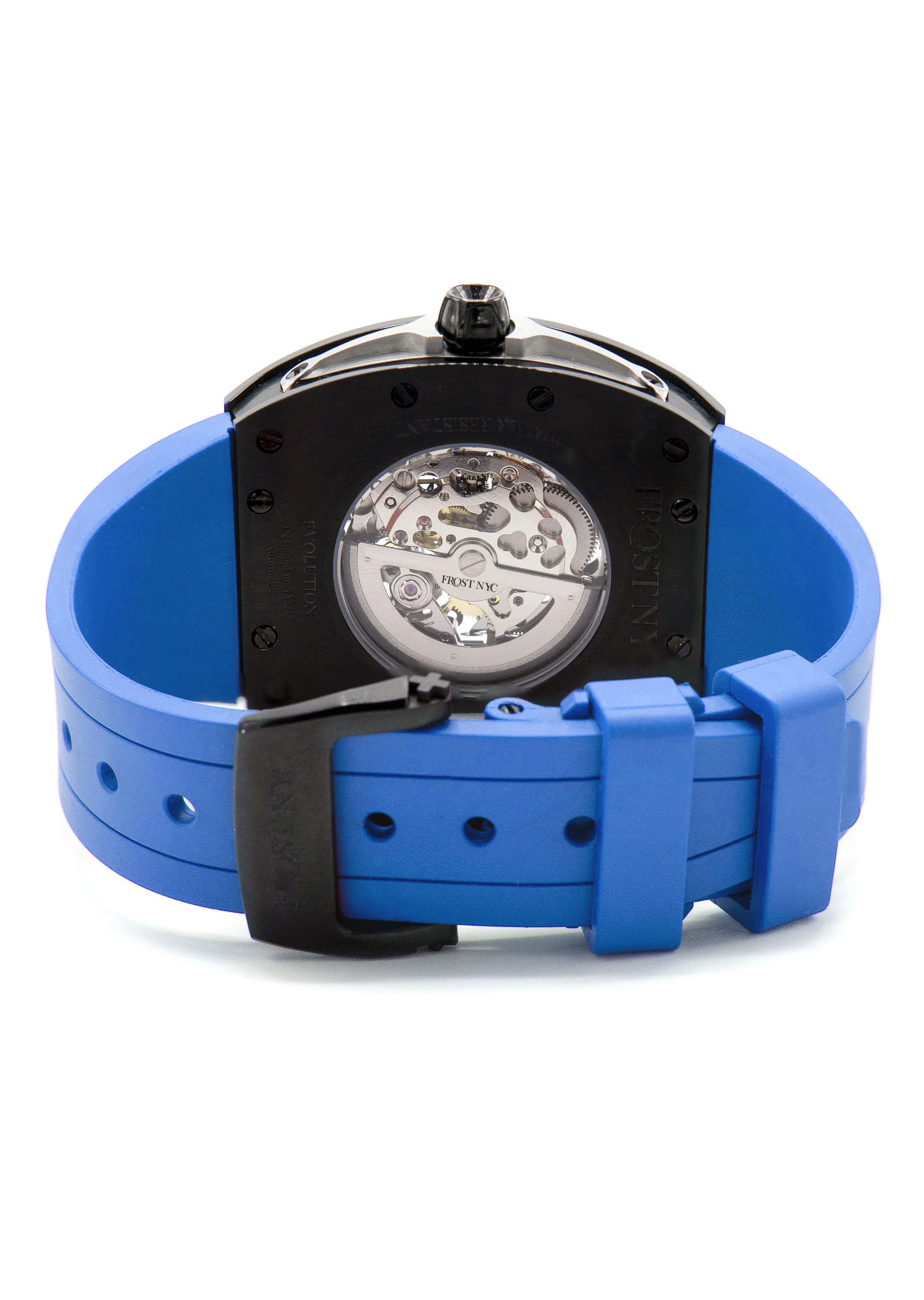 Frost NYC Mens Watch - Automatic Skeleton Sport Black Watch | FRST-01-SB | Blue - Image 10