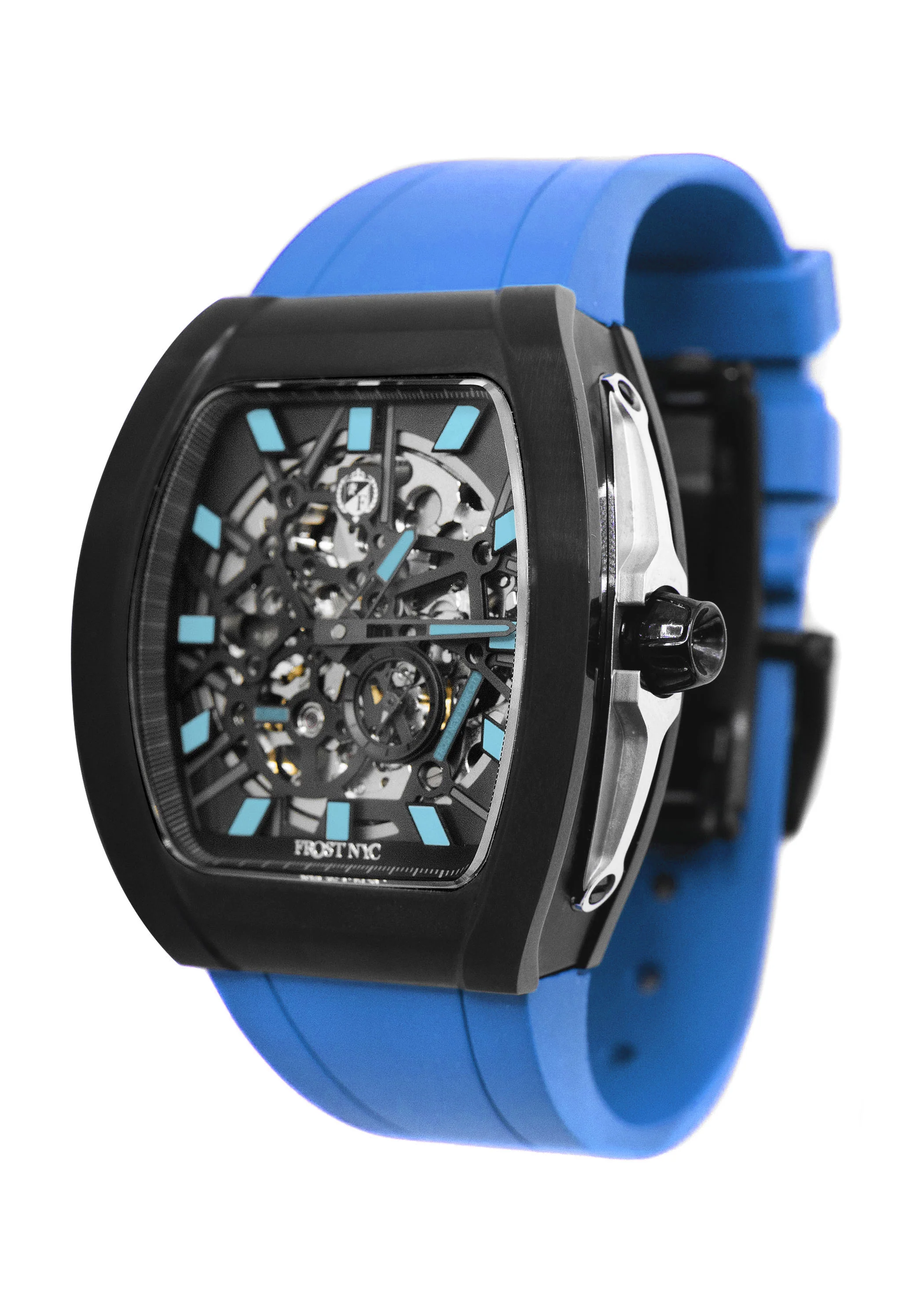 Frost NYC Mens Watch - Automatic Skeleton Sport Black Watch | FRST-01-SB | Blue - Image 6