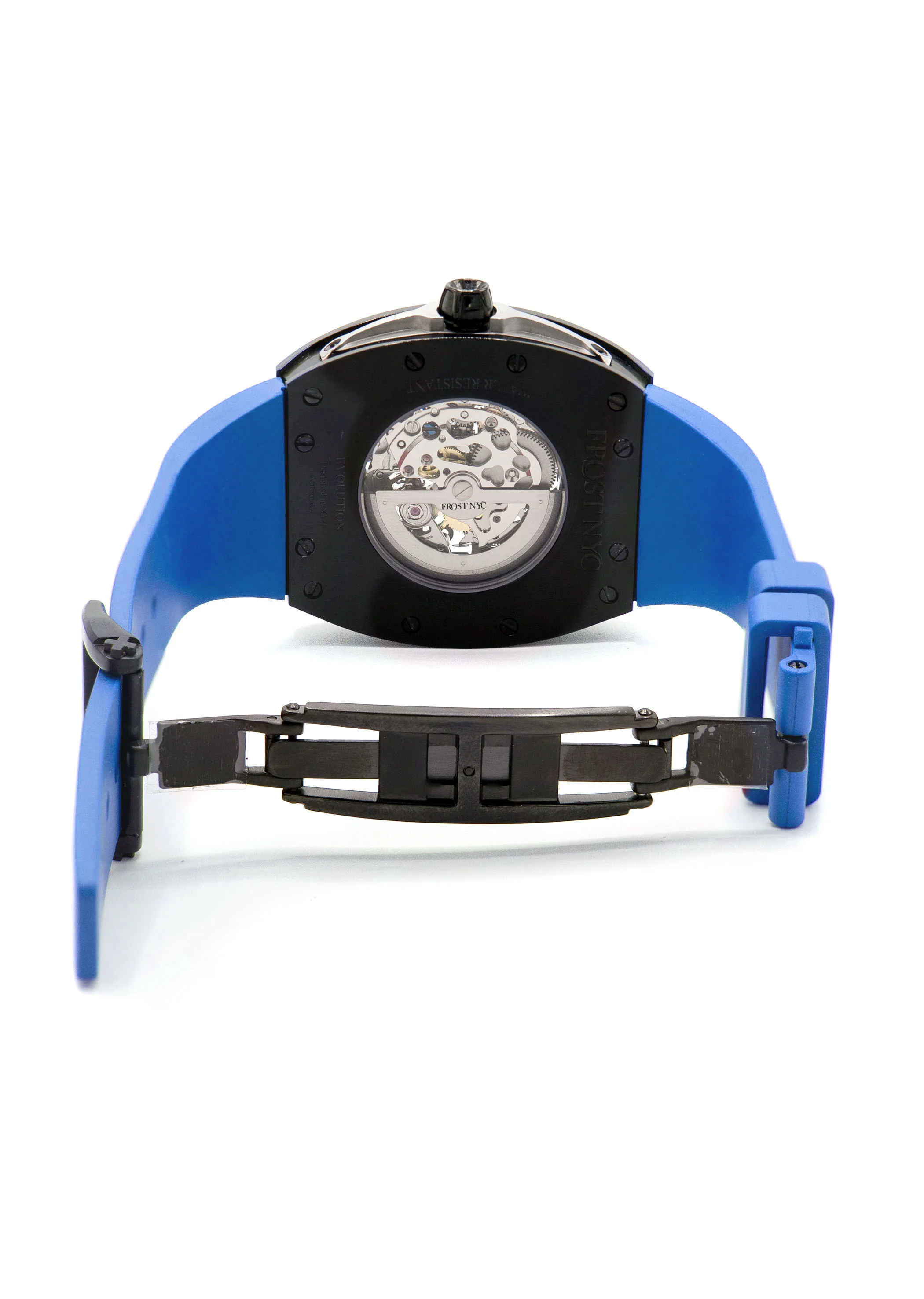 Frost NYC Mens Watch - Automatic Skeleton Sport Black Watch | FRST-01-SB | Blue - Image 9