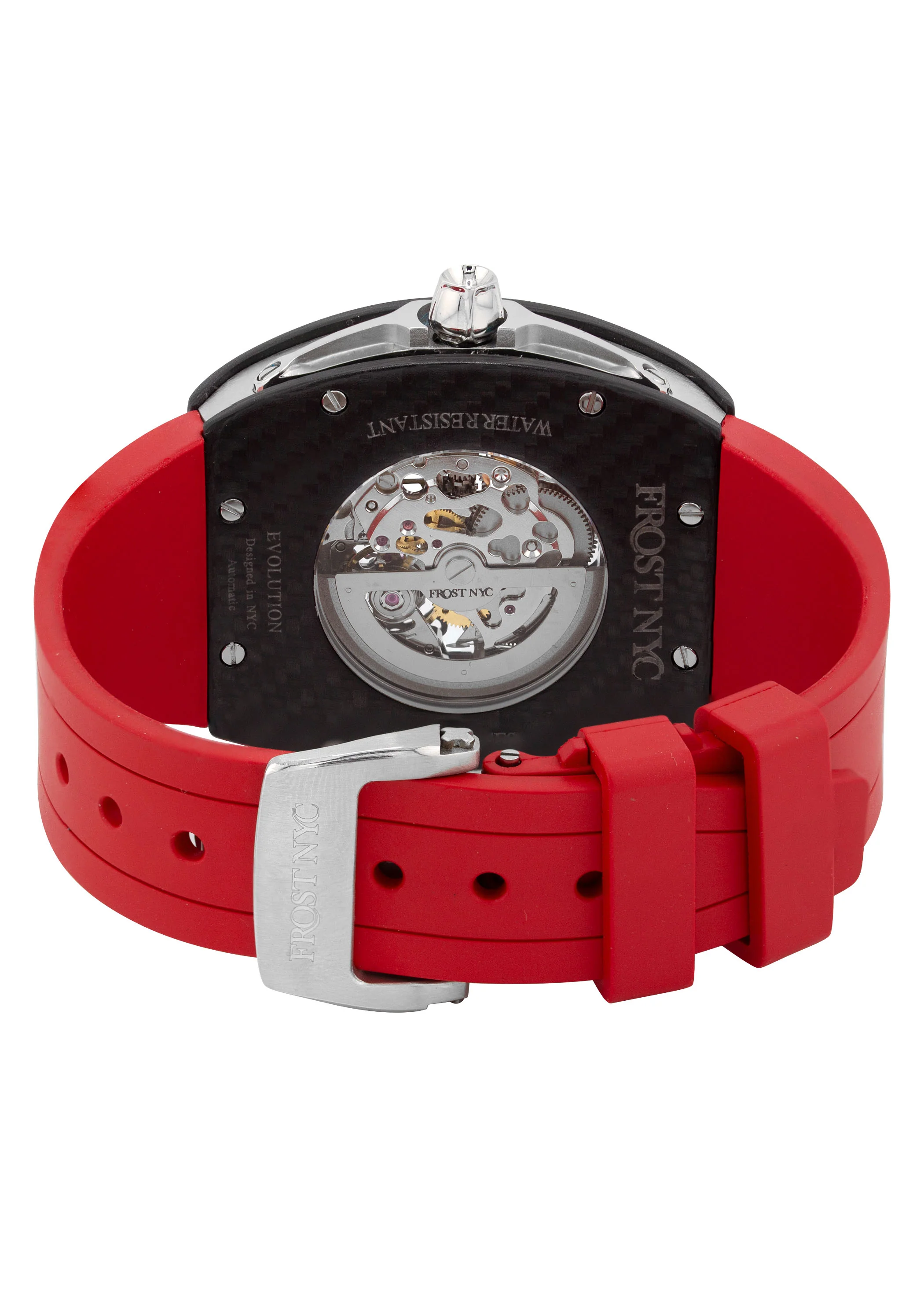 Frost NYC Mens Watch - Automatic Skeleton Carbon Fiber Sport Watch | FRST-01-CFS | Red - Image 10