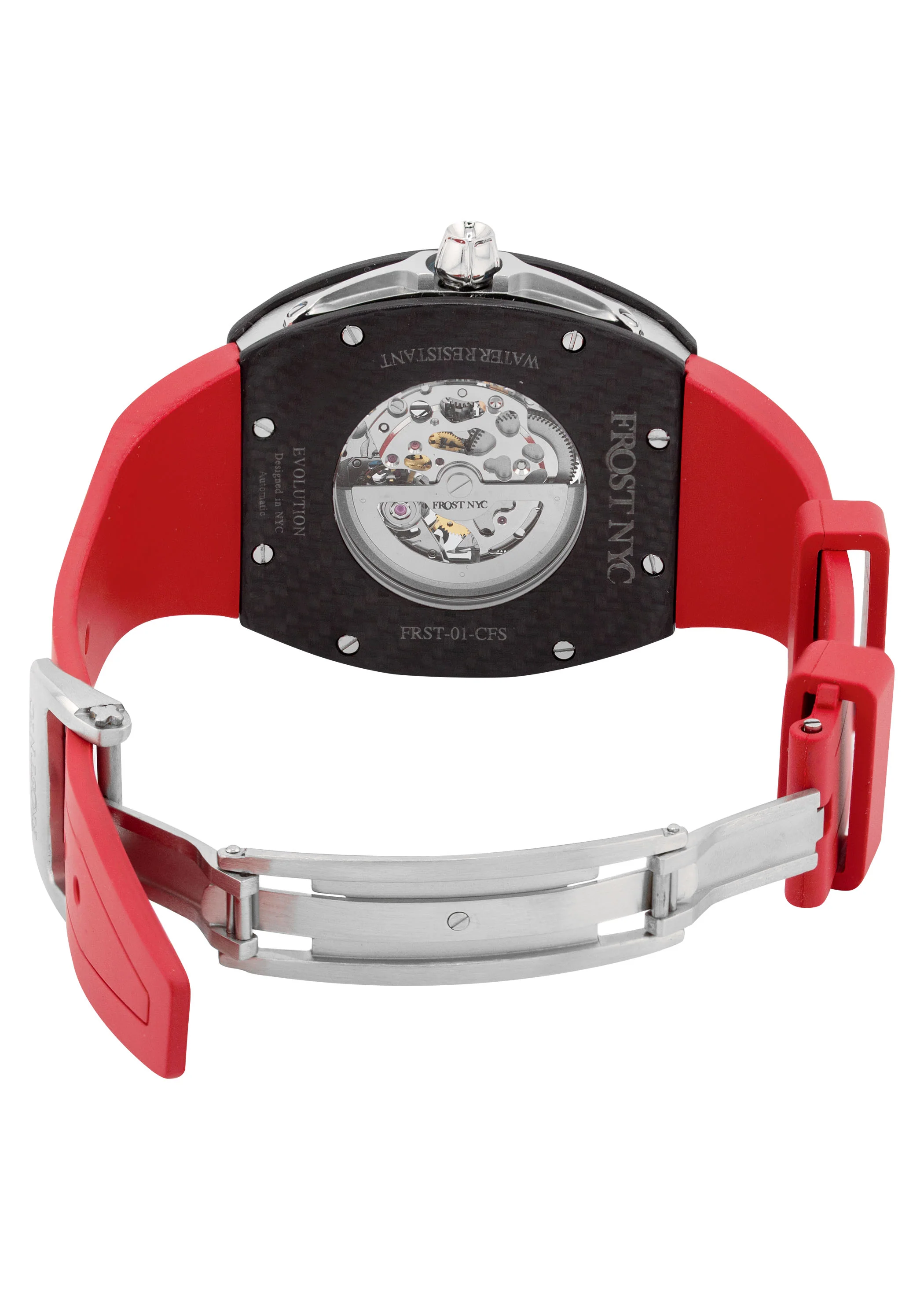 Frost NYC Mens Watch - Automatic Skeleton Carbon Fiber Sport Watch | FRST-01-CFS | Red - Image 9