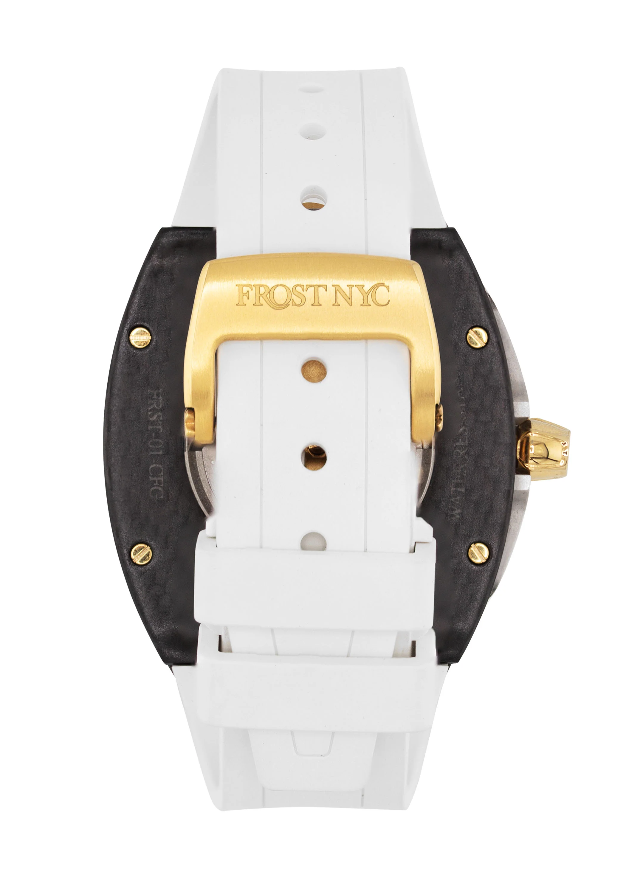 Frost NYC Mens Watch - Automatic Skeleton Carbon Fiber Sport Gold Watch | FRST-01-CFY| White - Image 7